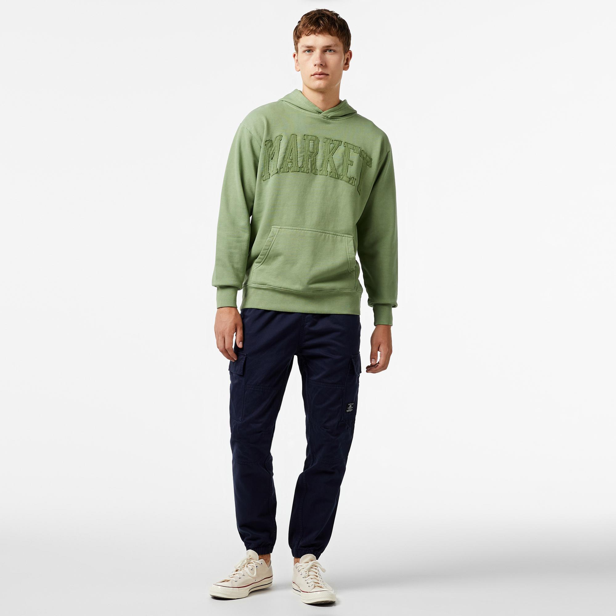 Market Vintage Wash Arc Erkek Haki Hoodie