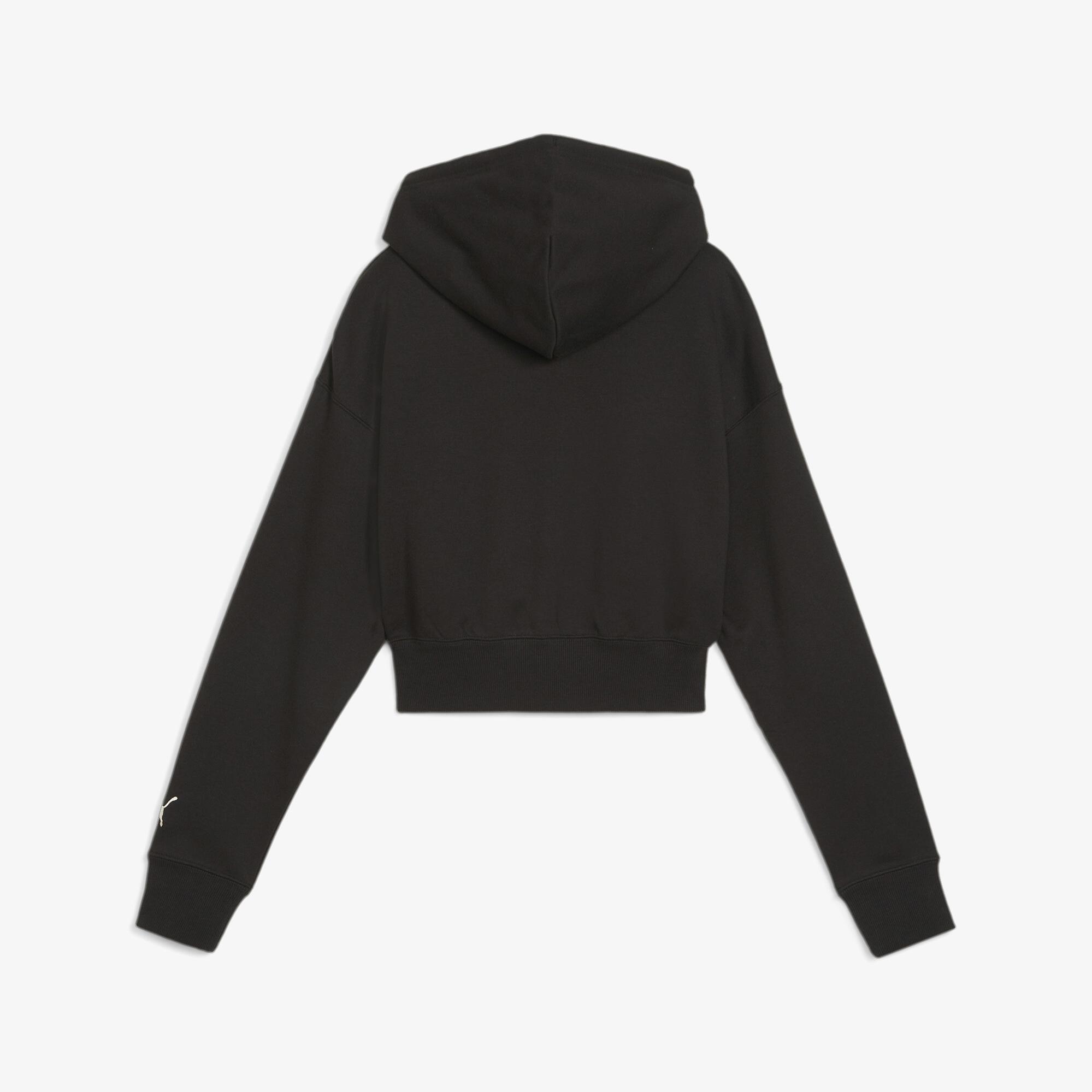 Puma Team Cropped Kadın Siyah Hoodie