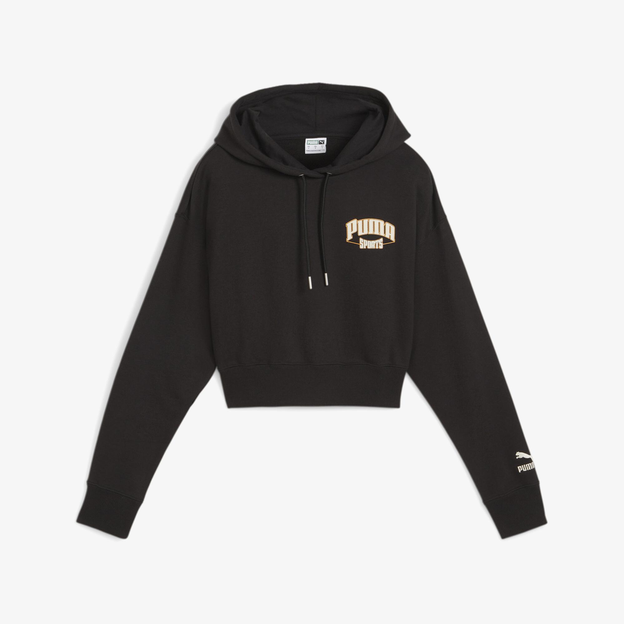 Puma Team Cropped Kadın Siyah Hoodie