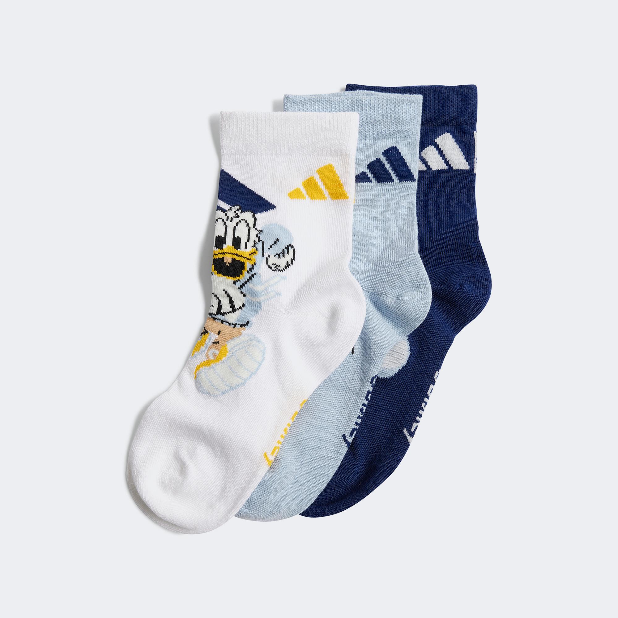 adidas X Disney Mickey Mouse Çocuk Beyaz/Mavi/Lacivert 3'lü Çorap