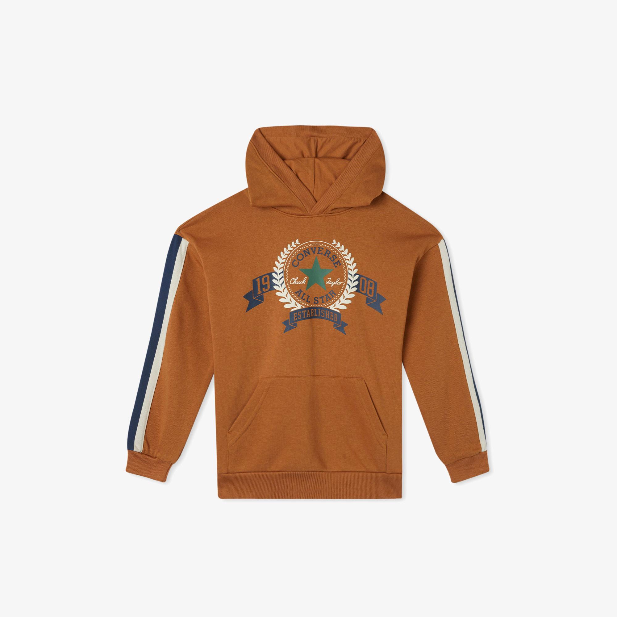 Converse Rec Club Ft Stripe Pullover Çocuk Kahverengi Hoodie
