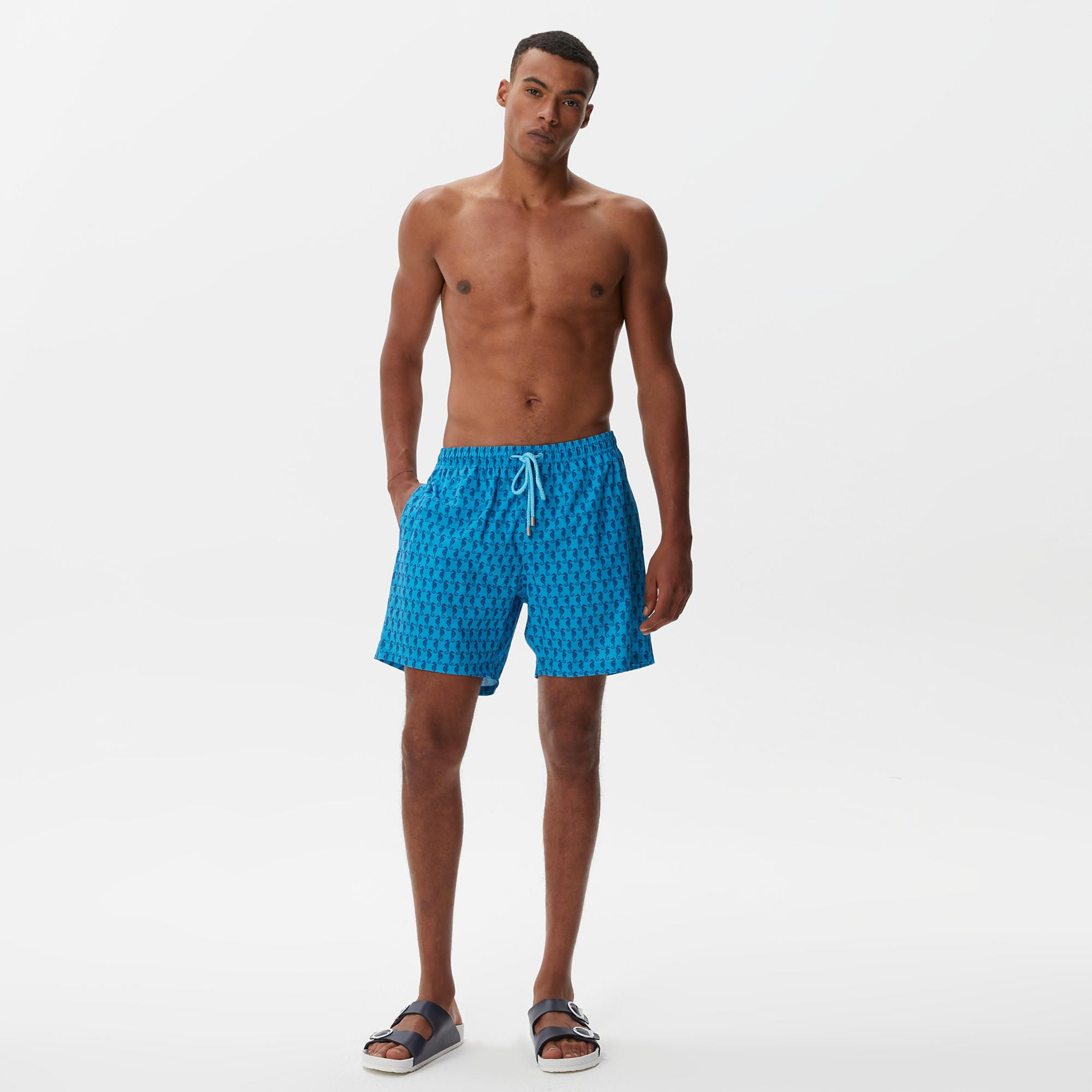 Nautica Erkek Mavi Baskılı Deniz Şortu