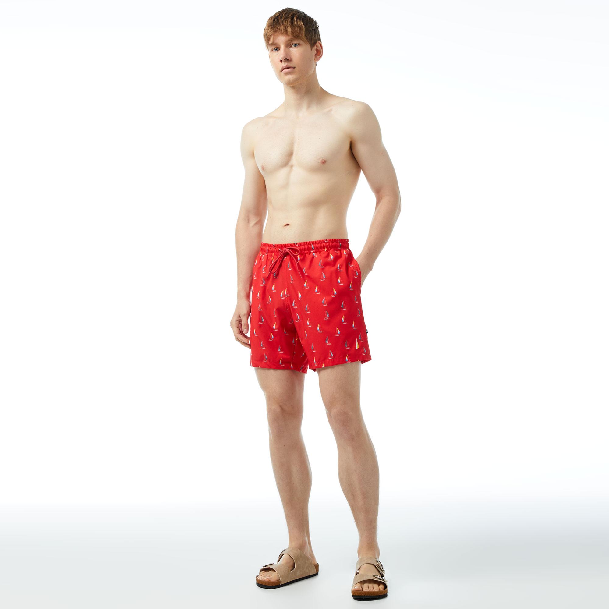 Nautica Erkek Kırmızı Baskılı Deniz Şortu