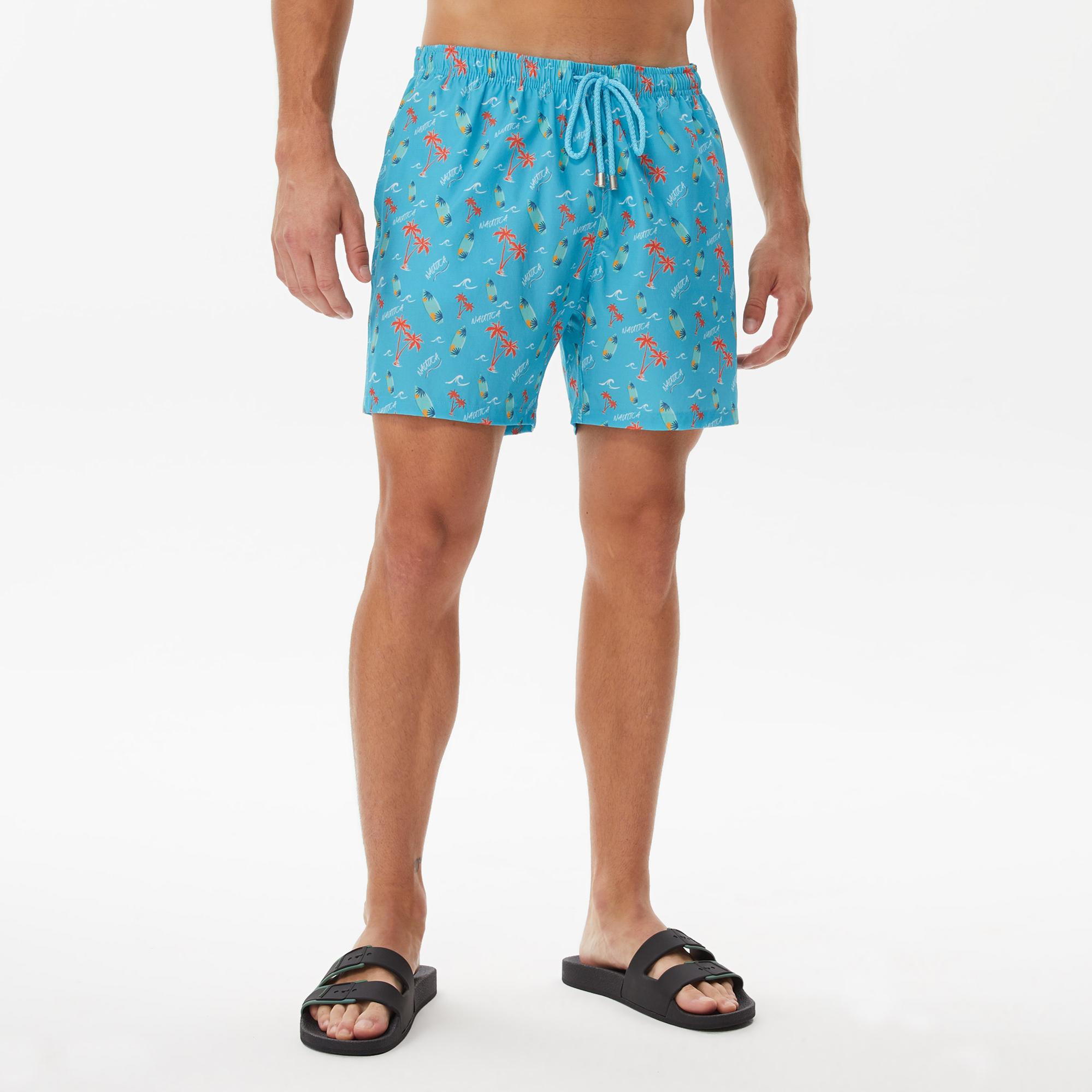 Nautica Erkek Mavi Baskılı Deniz Şortu