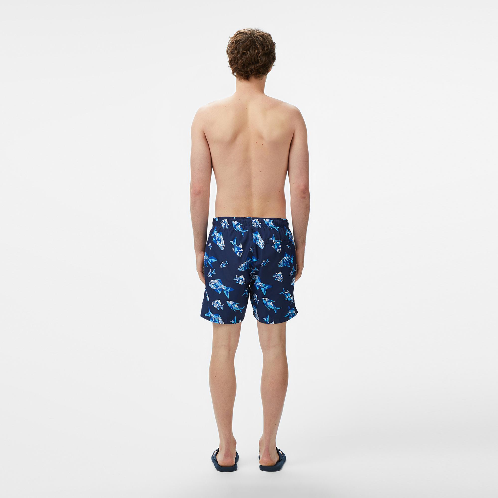 Nautica Erkek Lacivert Regular Fit Desenli Deniz Şortu