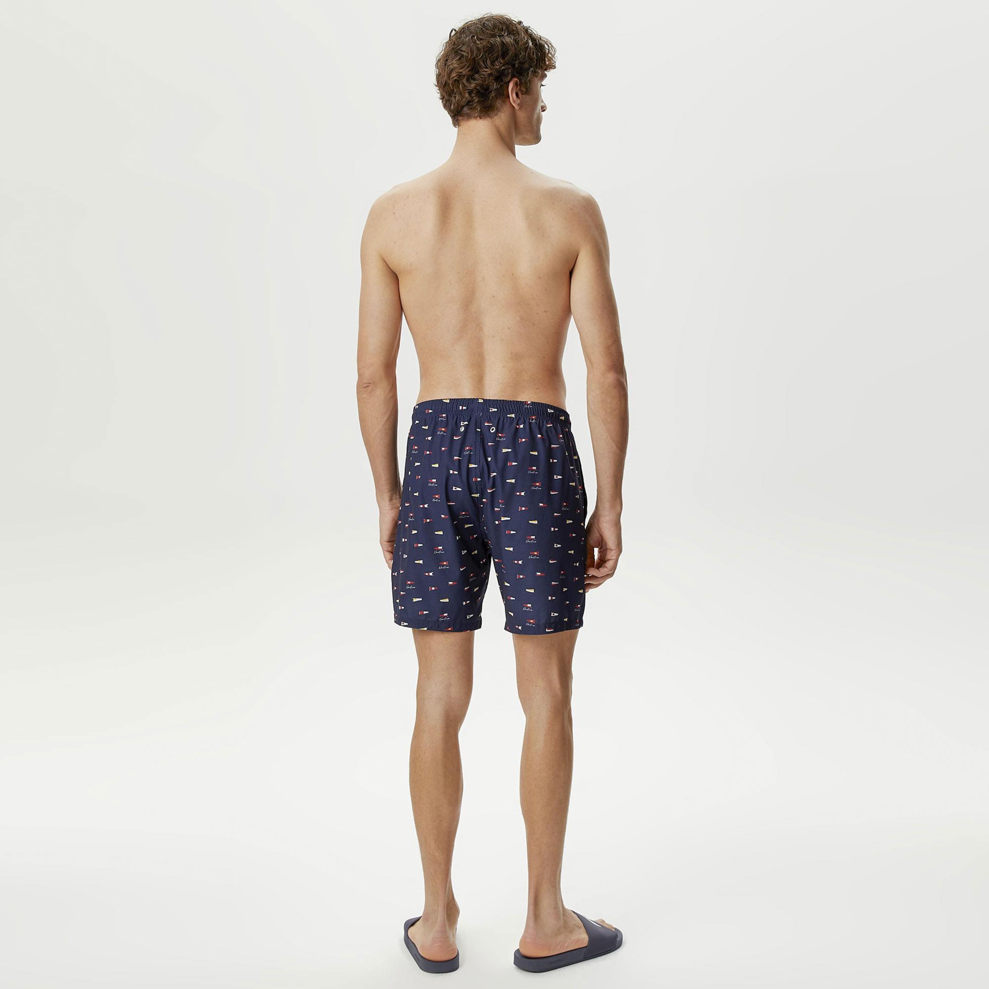 Nautica Erkek Lacivert Baskılı Deniz Şortu