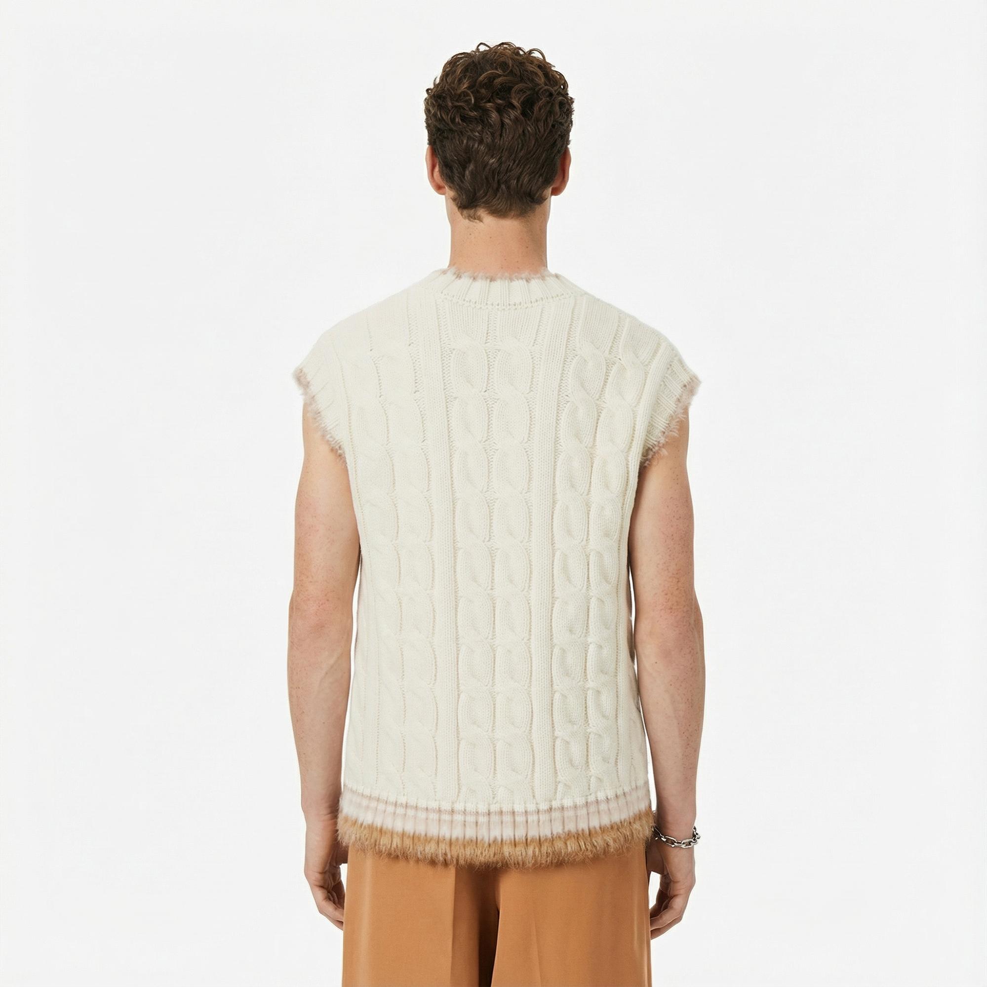 Lacoste Runway Erkek Regular Fit V Yaka Yün Beyaz Süveter