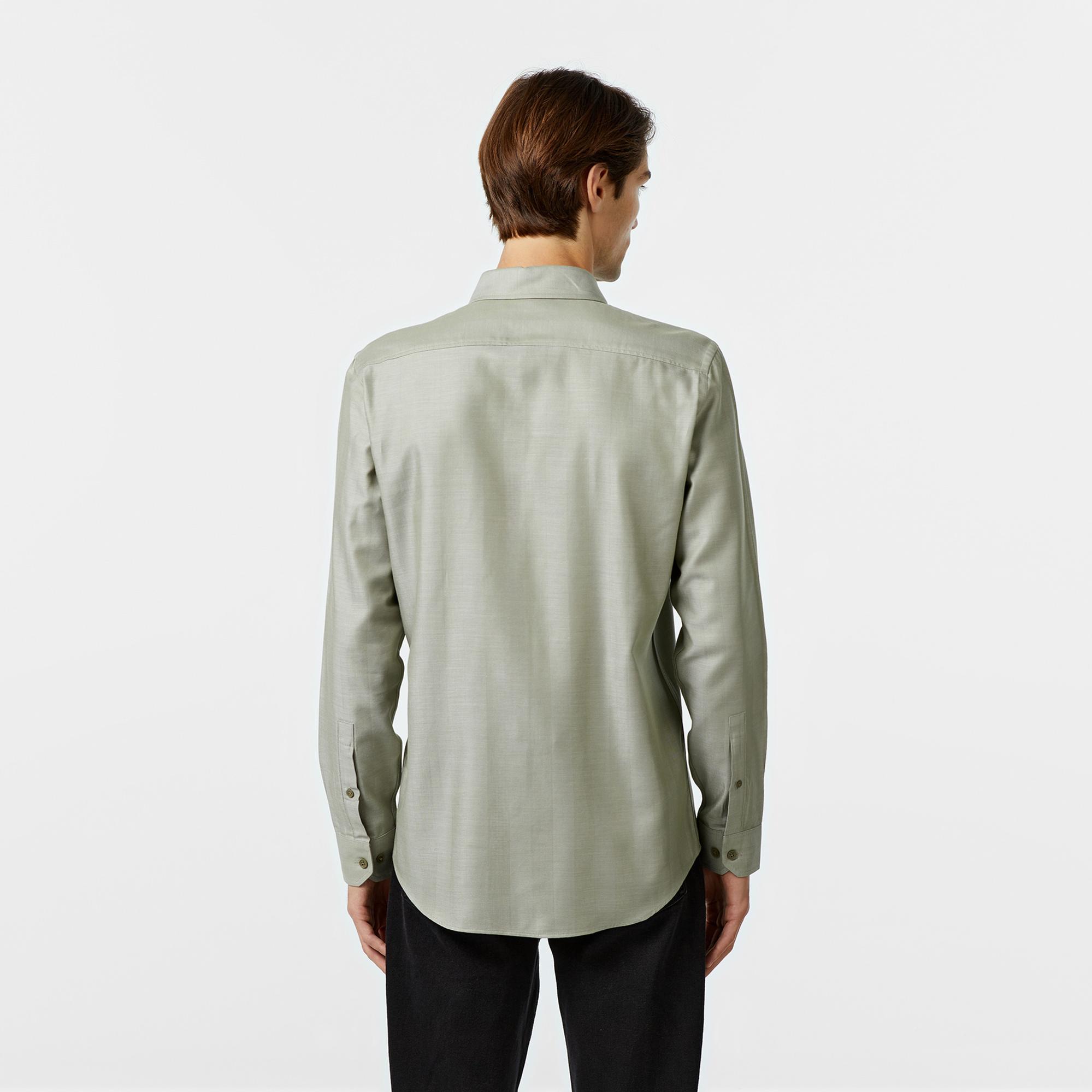 Lacoste Erkek Slim Fit Düğmeli Yaka Gri Gömlek