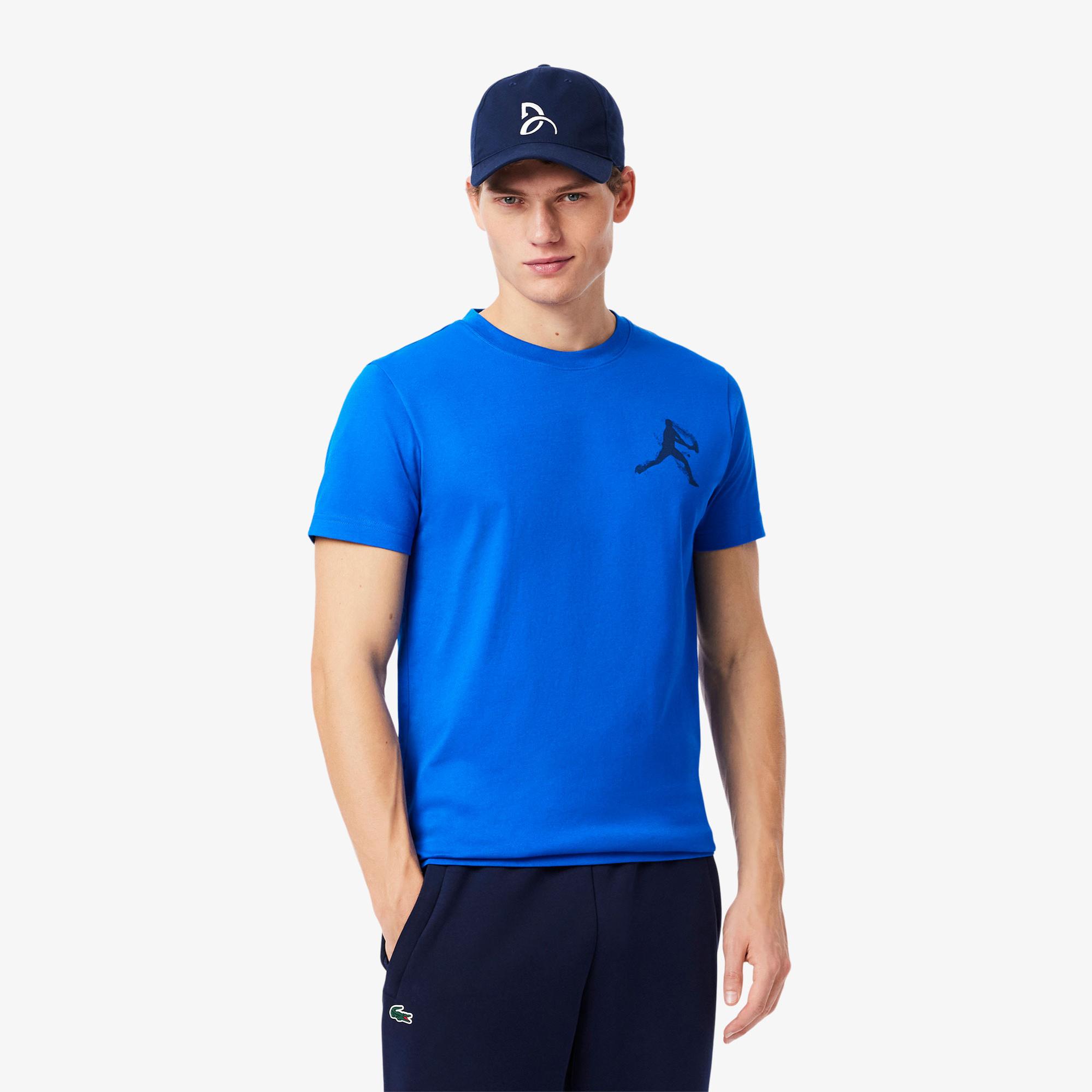 Lacoste Tennis x Novak Djokovic Erkek Bisiklet Yaka Baskılı Lacivert T-Shirt & Şapka Seti