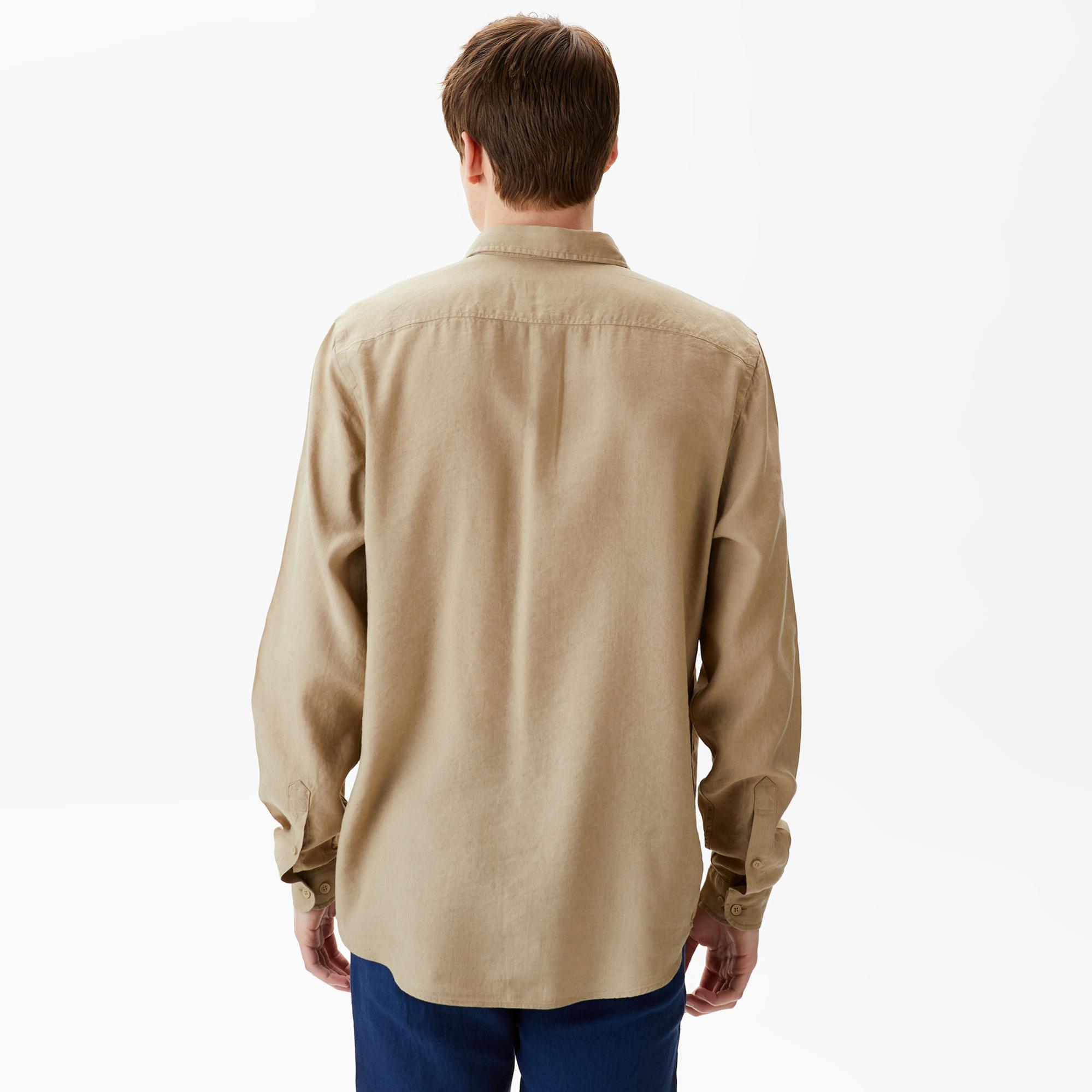Lacoste Erkek Regular Fit Keten Bej Gömlek