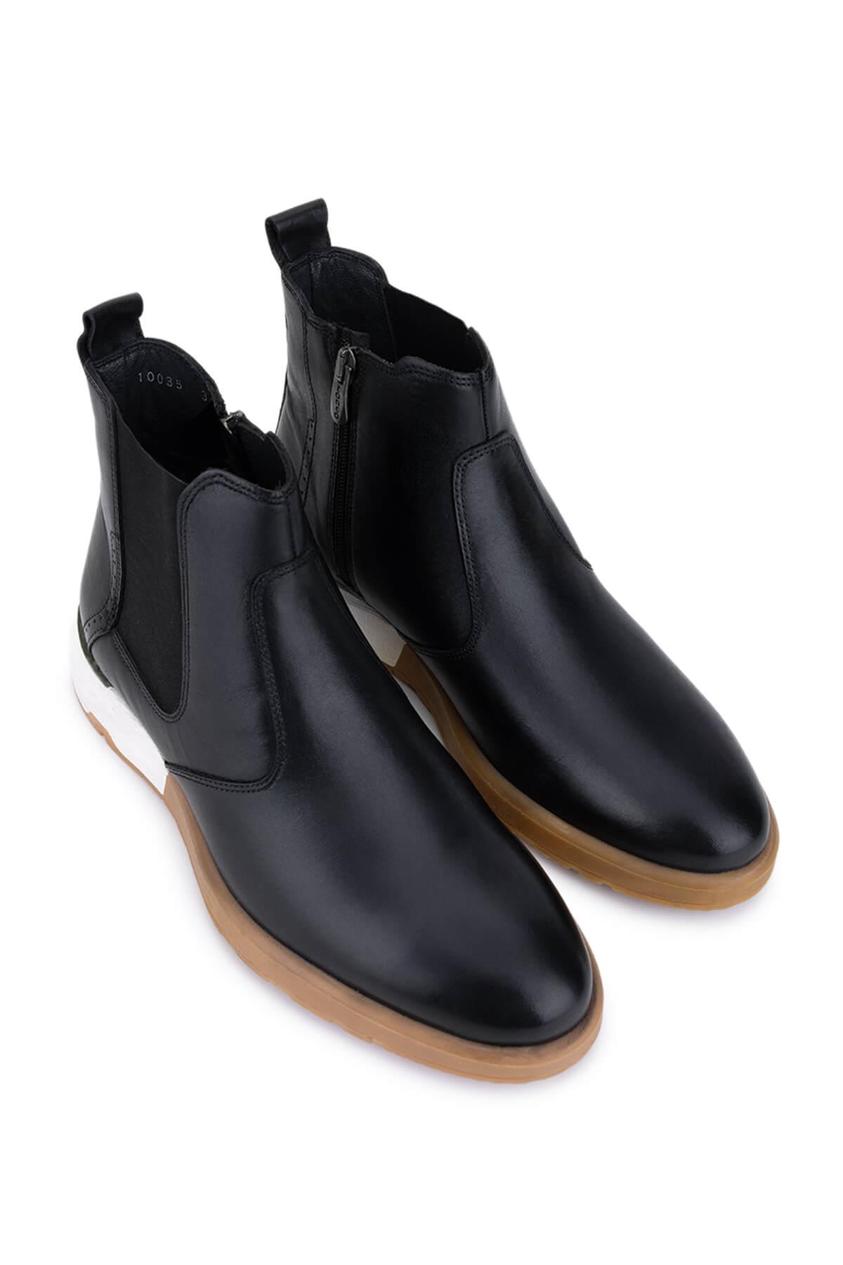 Tamer Tanca Erkek Hakiki Deri Siyah Antik Chelsea Bot