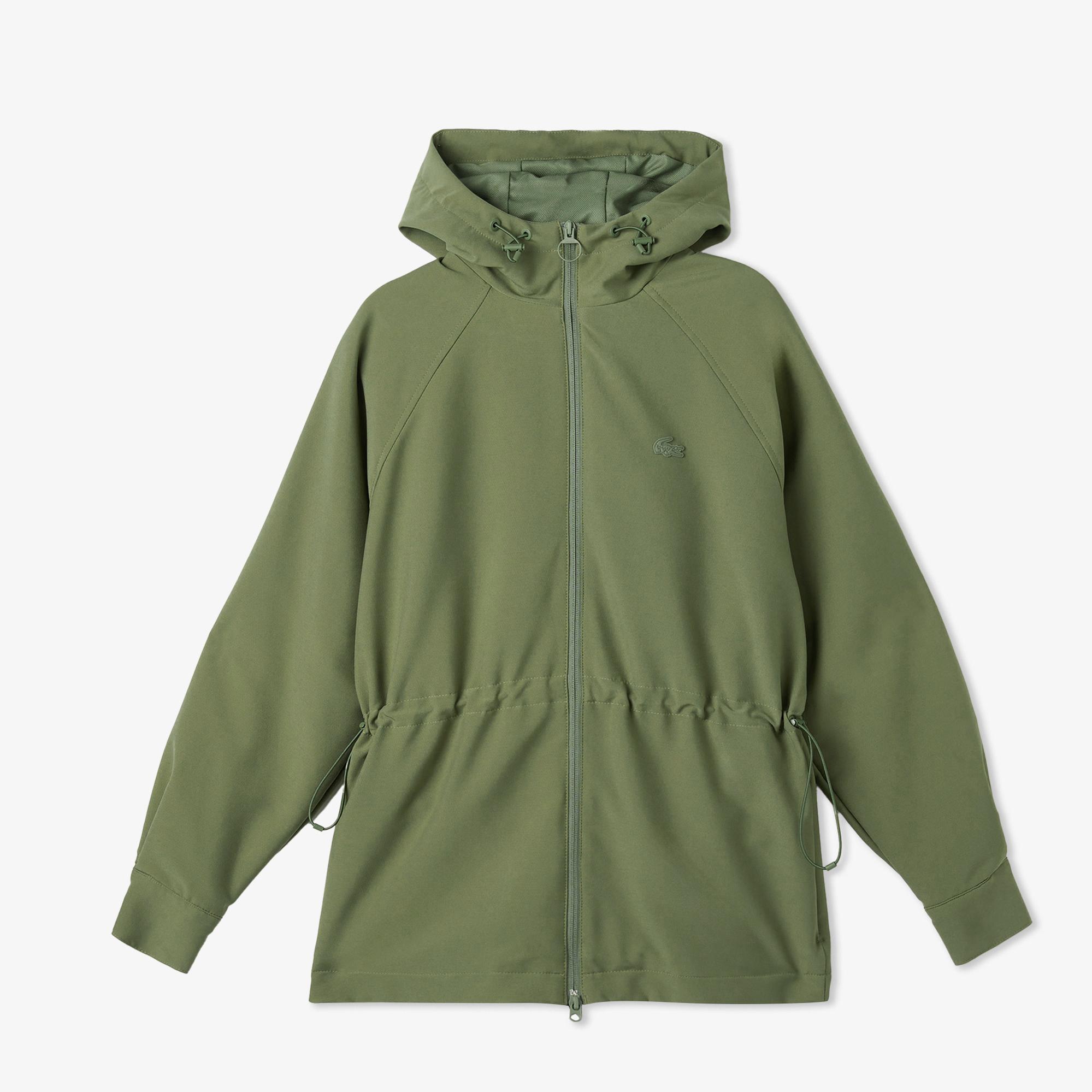 Lacoste Kadın Relaxed Fit Kapüşonlu Haki Yağmurluk