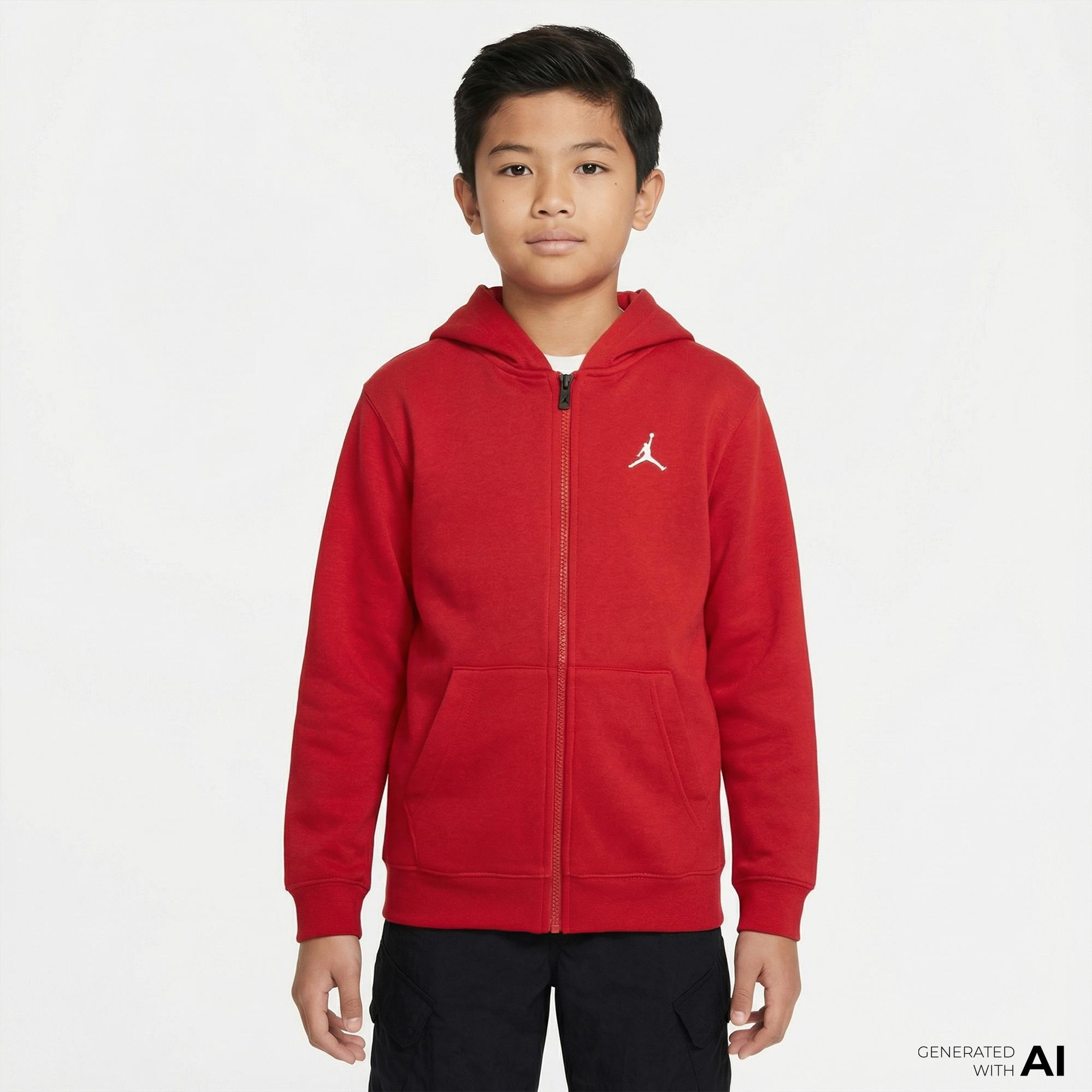 Jordan Brooklyn Çocuk Kırmızı Fermuarlı Sweatshirt