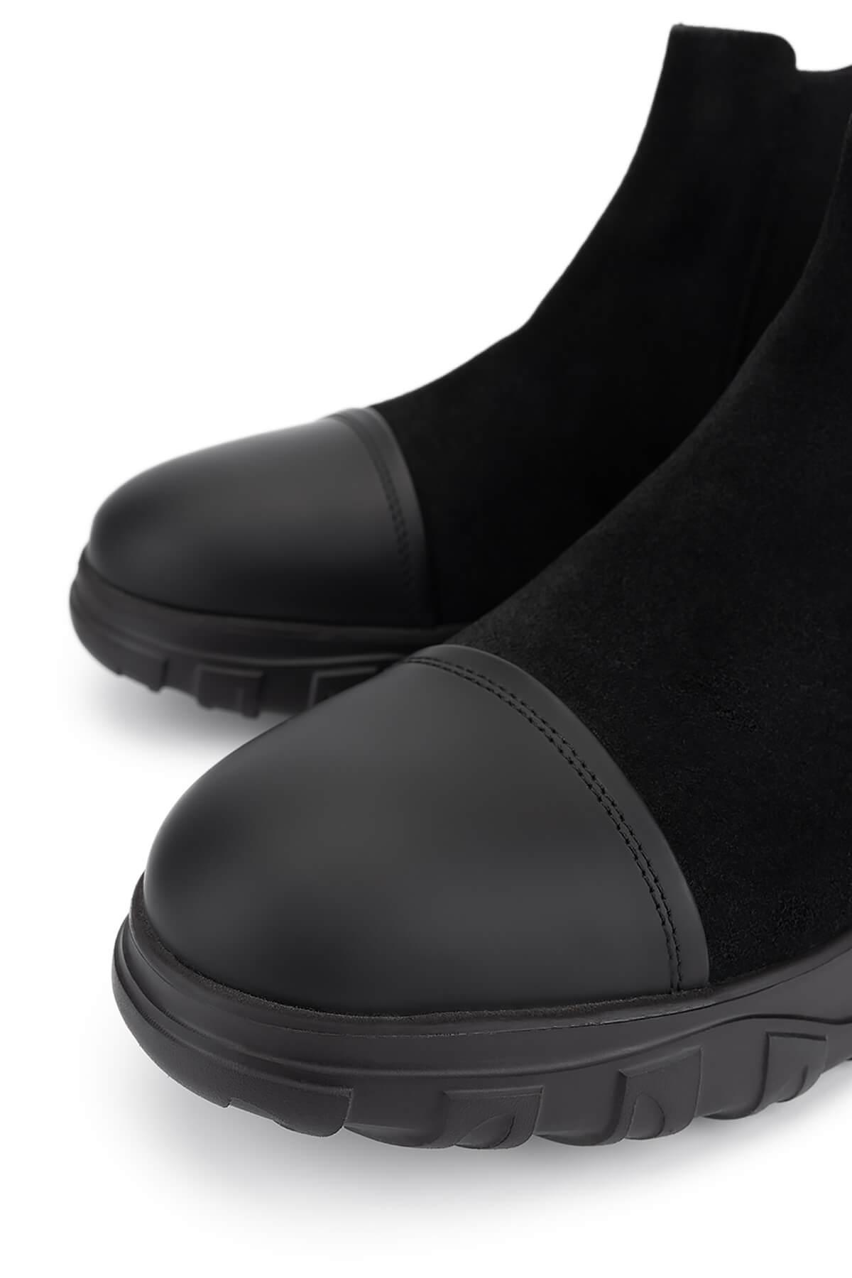 Tamer Tanca Erkek Hakiki Deri Siyah Süet Casual Bot