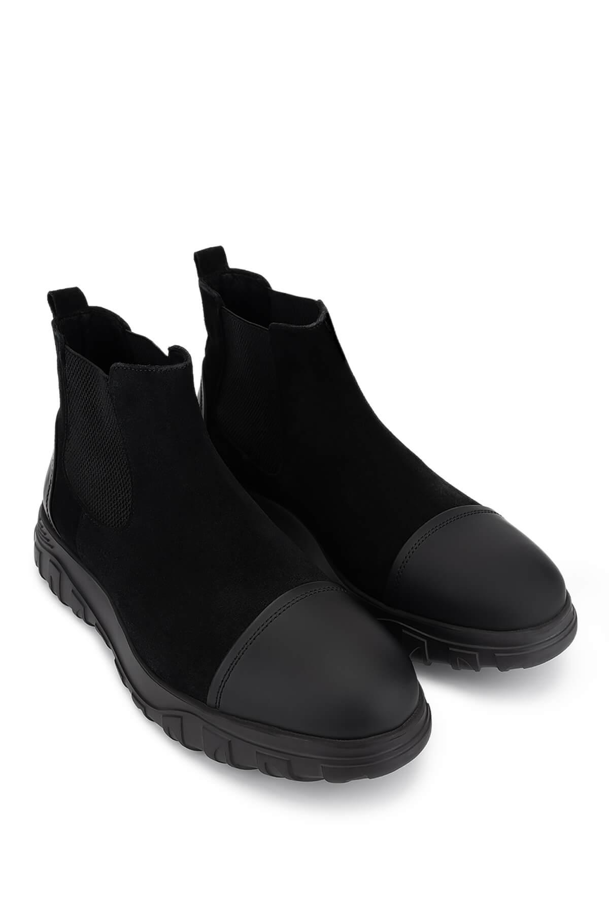 Tamer Tanca Erkek Hakiki Deri Siyah Süet Casual Bot