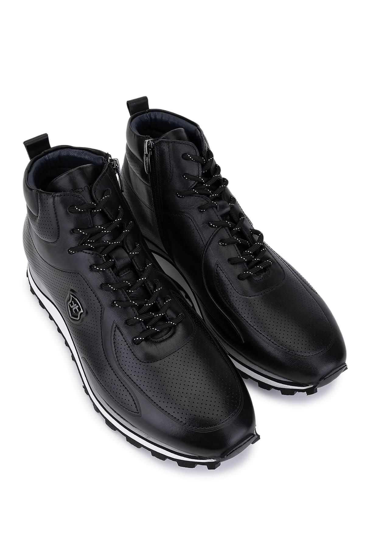Tamer Tanca Erkek Hakiki Deri Siyah Casual Bot