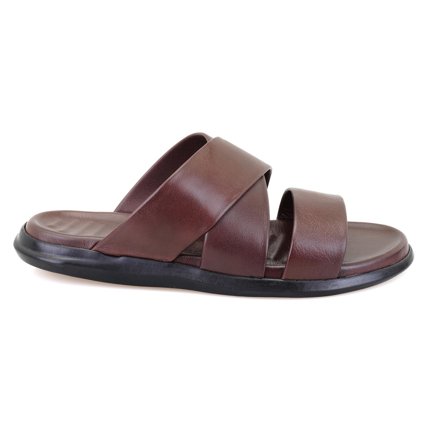 Evelin Kahve Erkek Deri Terlik