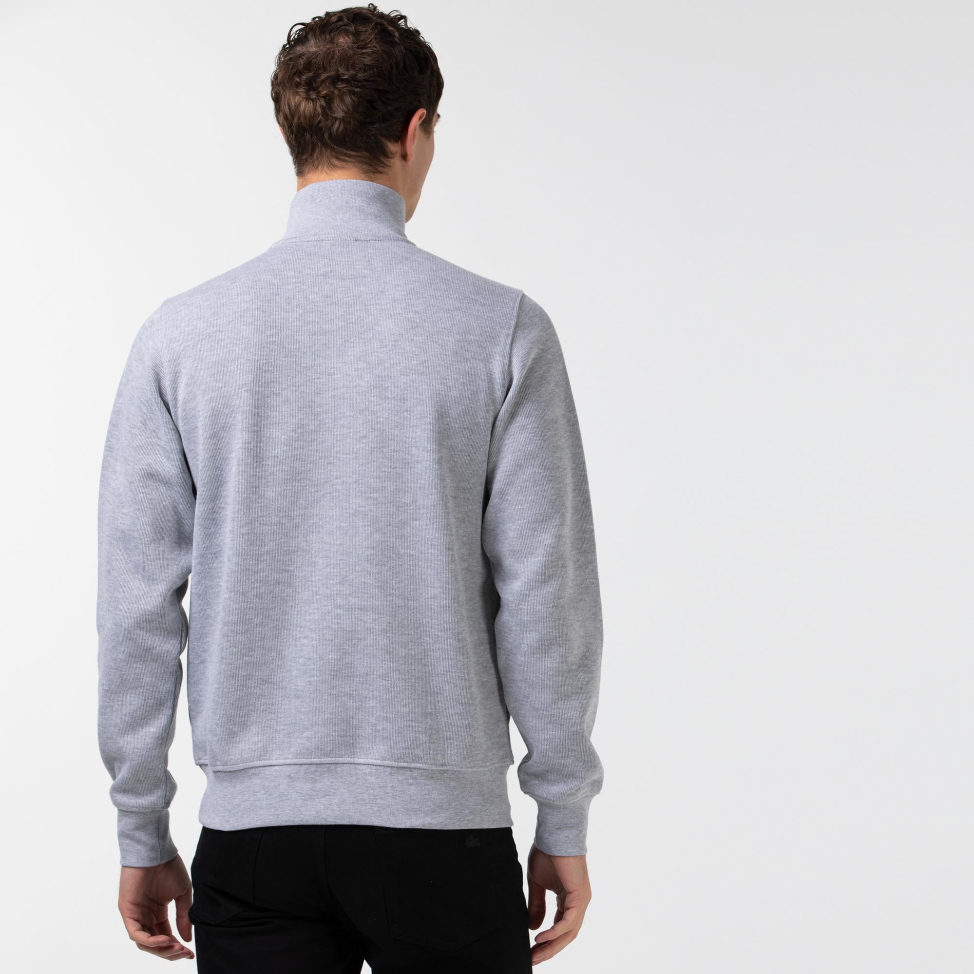 Erkek Classic Fit Yarım Fermuarlı Gri Sweatshirt