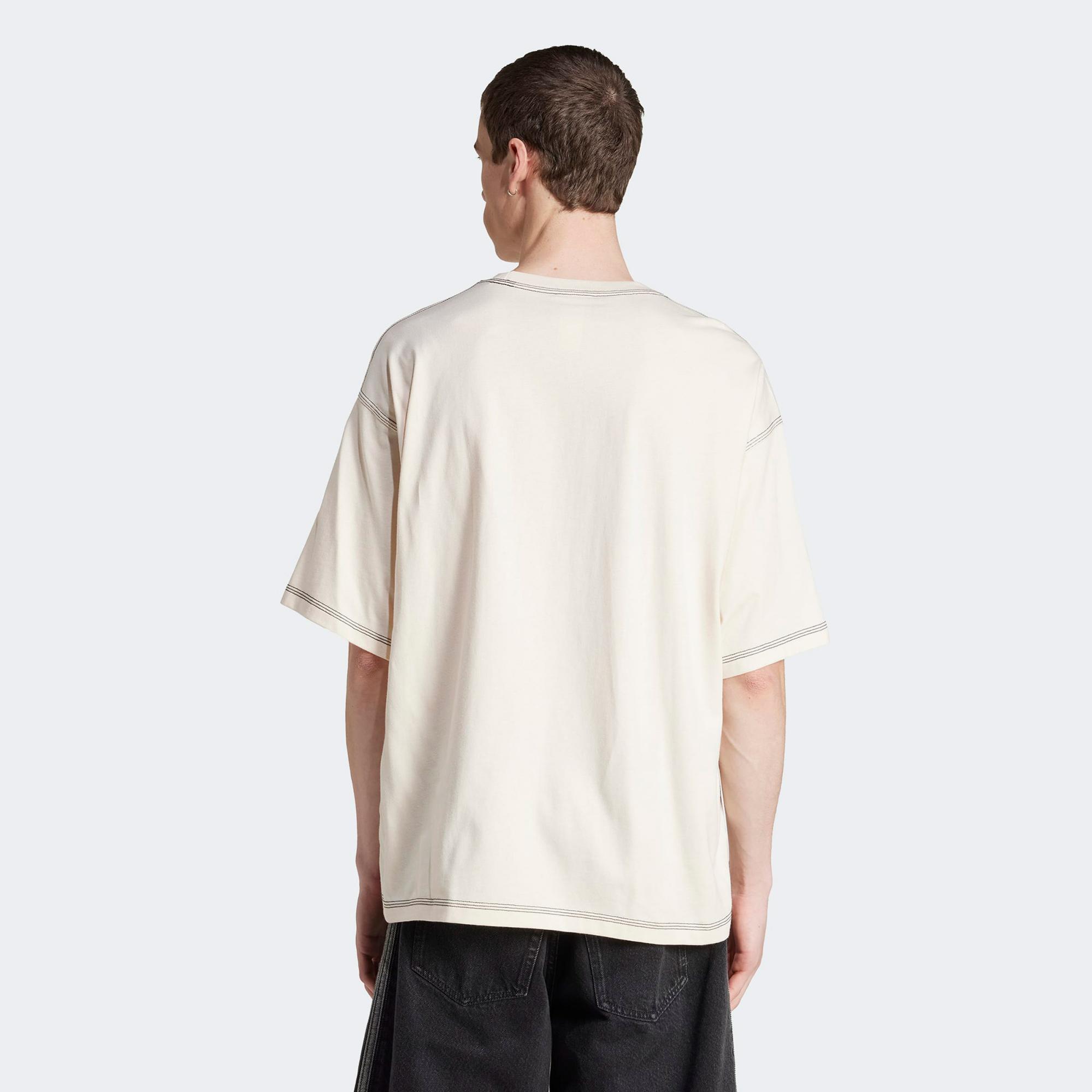 adidas Trefoil Essentials Erkek Beyaz Oversize T-Shirt