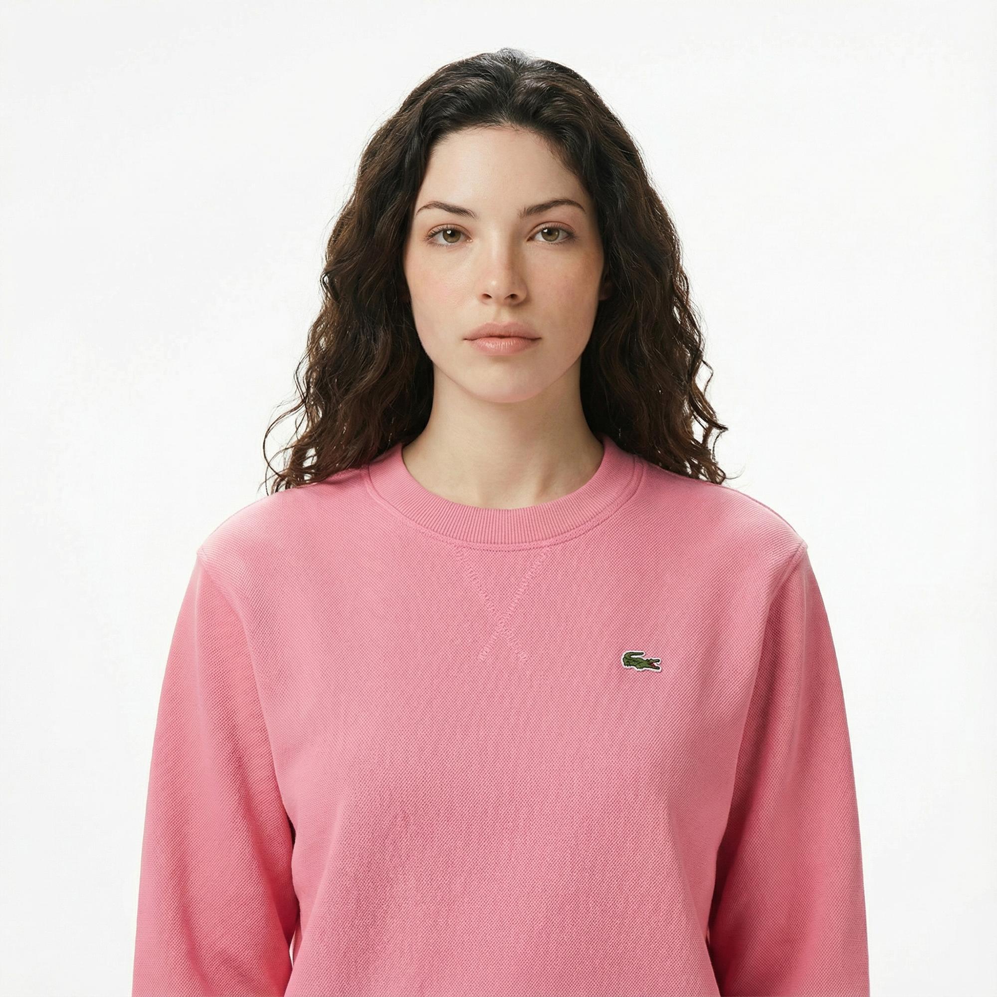 Lacoste Kadın Relaxed Fit Bisiklet Yaka Pembe Sweatshirt