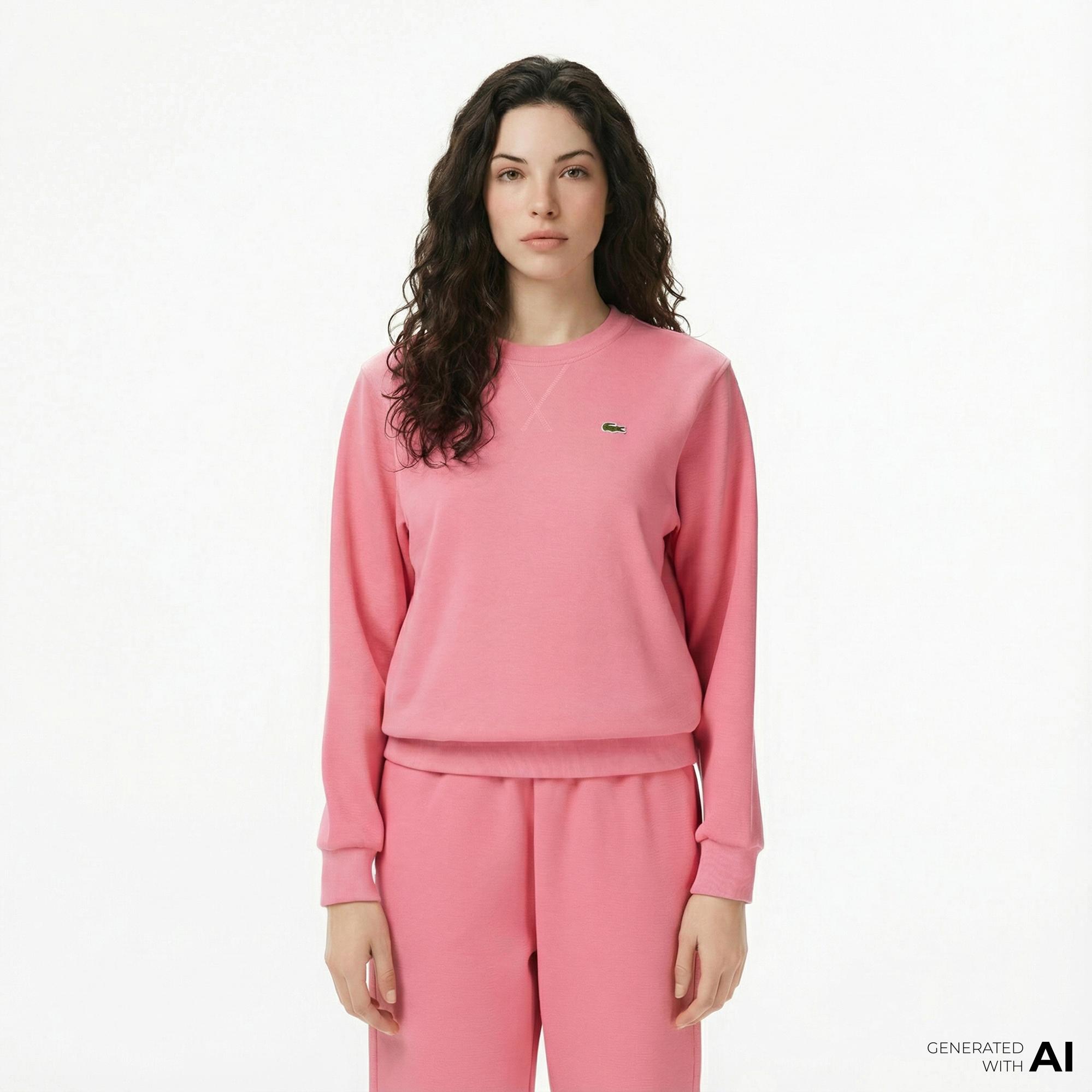 Lacoste Kadın Relaxed Fit Bisiklet Yaka Pembe Sweatshirt