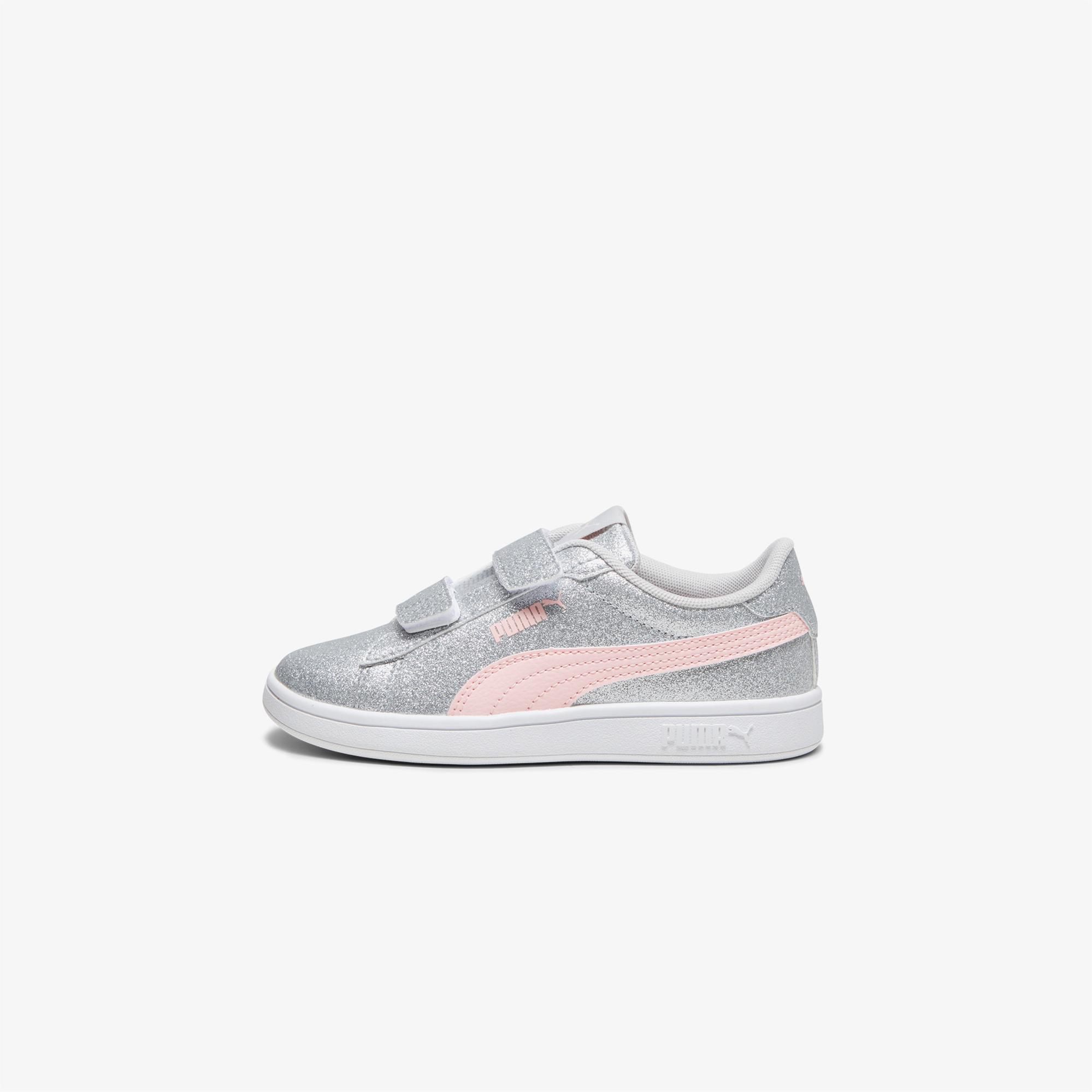 Puma Smash 3.0 Gliz Glam V Çocuk Gri Spor Ayakkabı