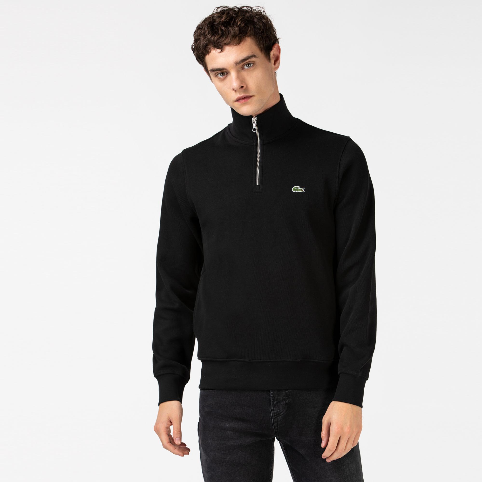 Lacoste Erkek Classic Fit Fermuarlı Siyah Sweatshirt