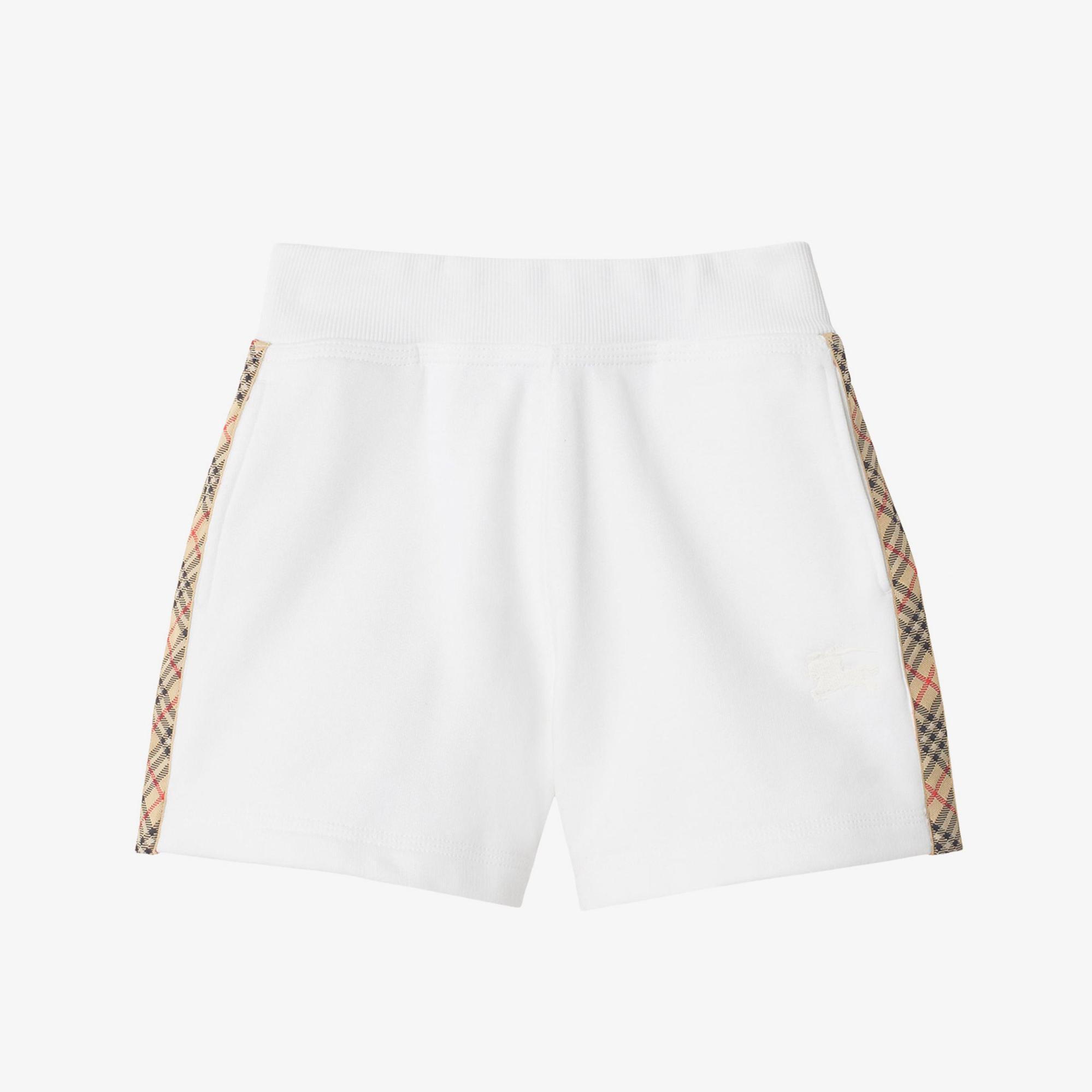 Burberry Caterina Check Trim Cotton Çocuk Beyaz Şort