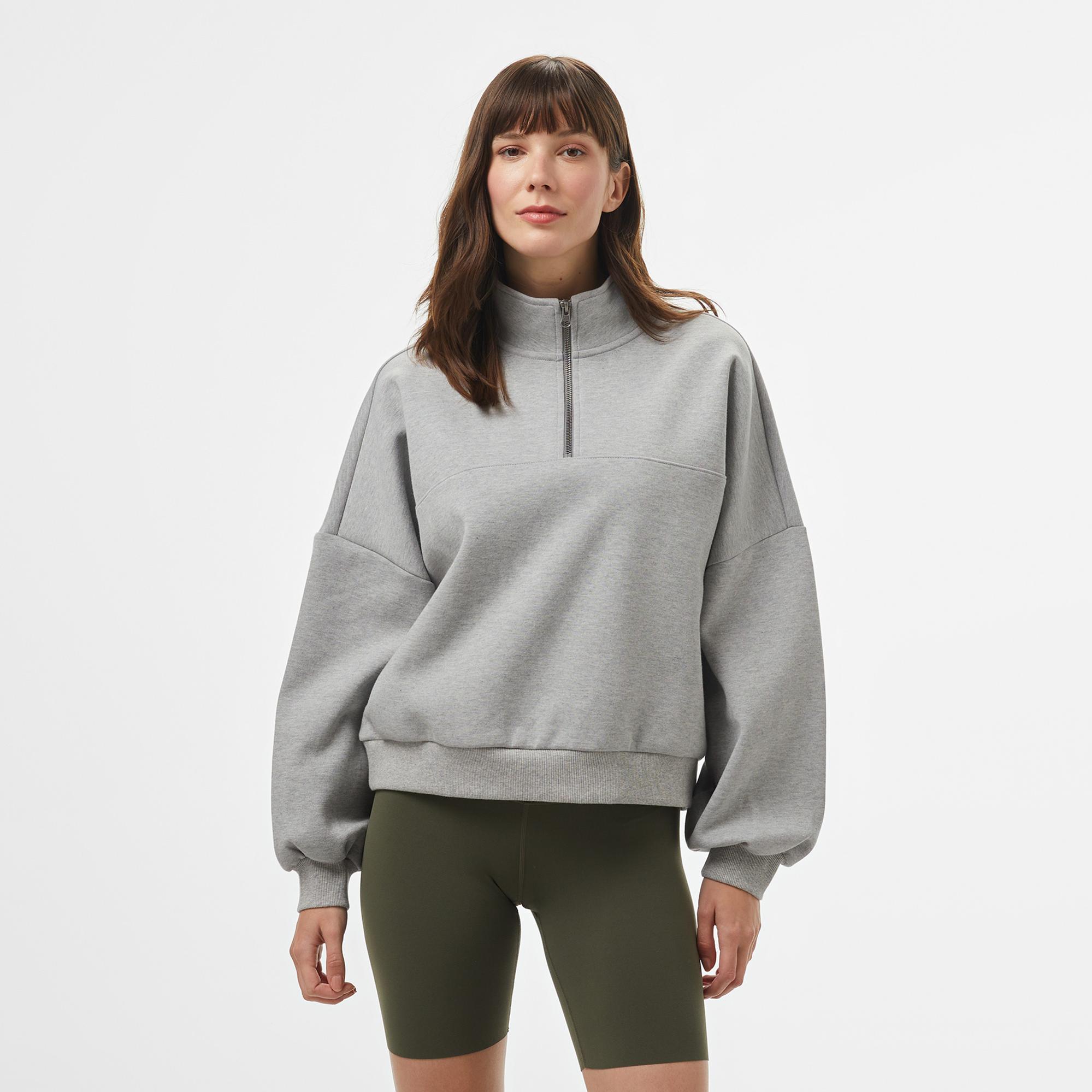 Vans Loose Mock Neck Kadın Gri Sweatshirt