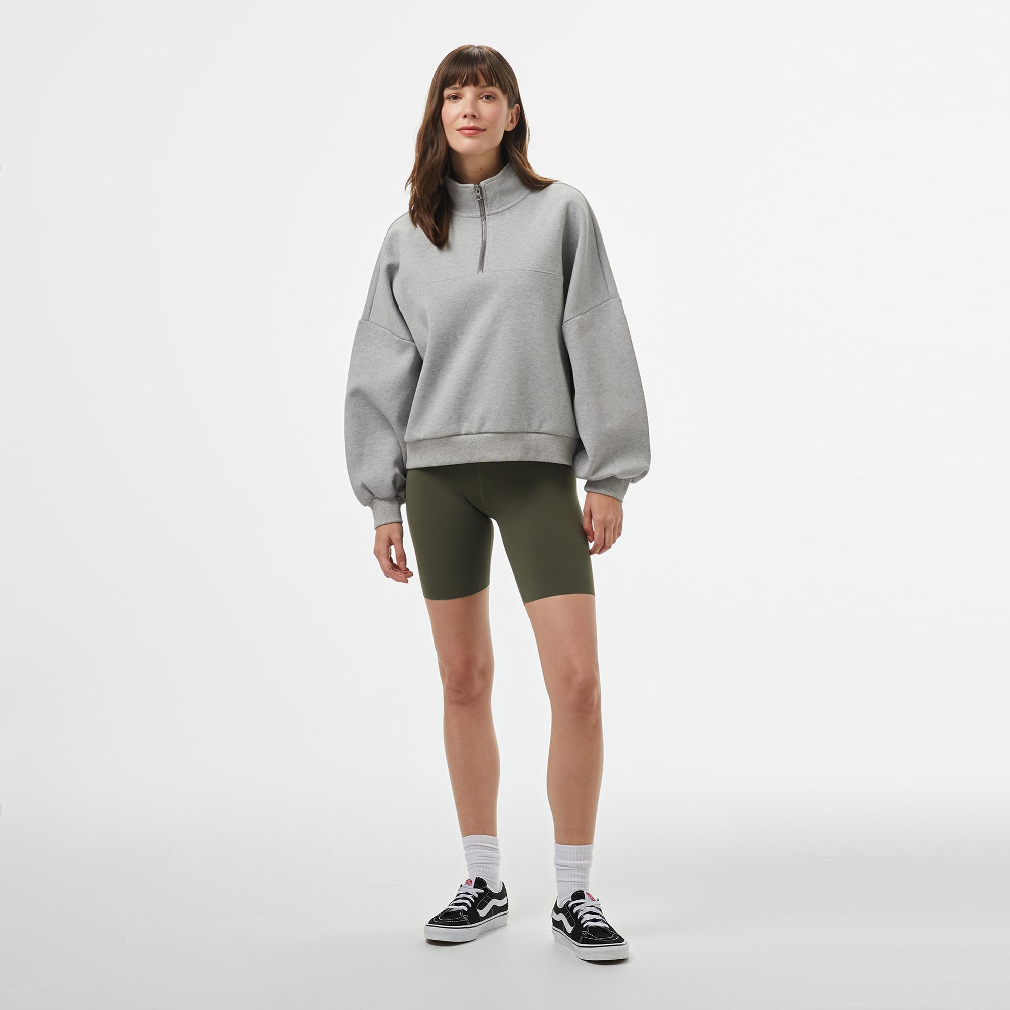 Vans Loose Mock Neck Kadın Gri Sweatshirt