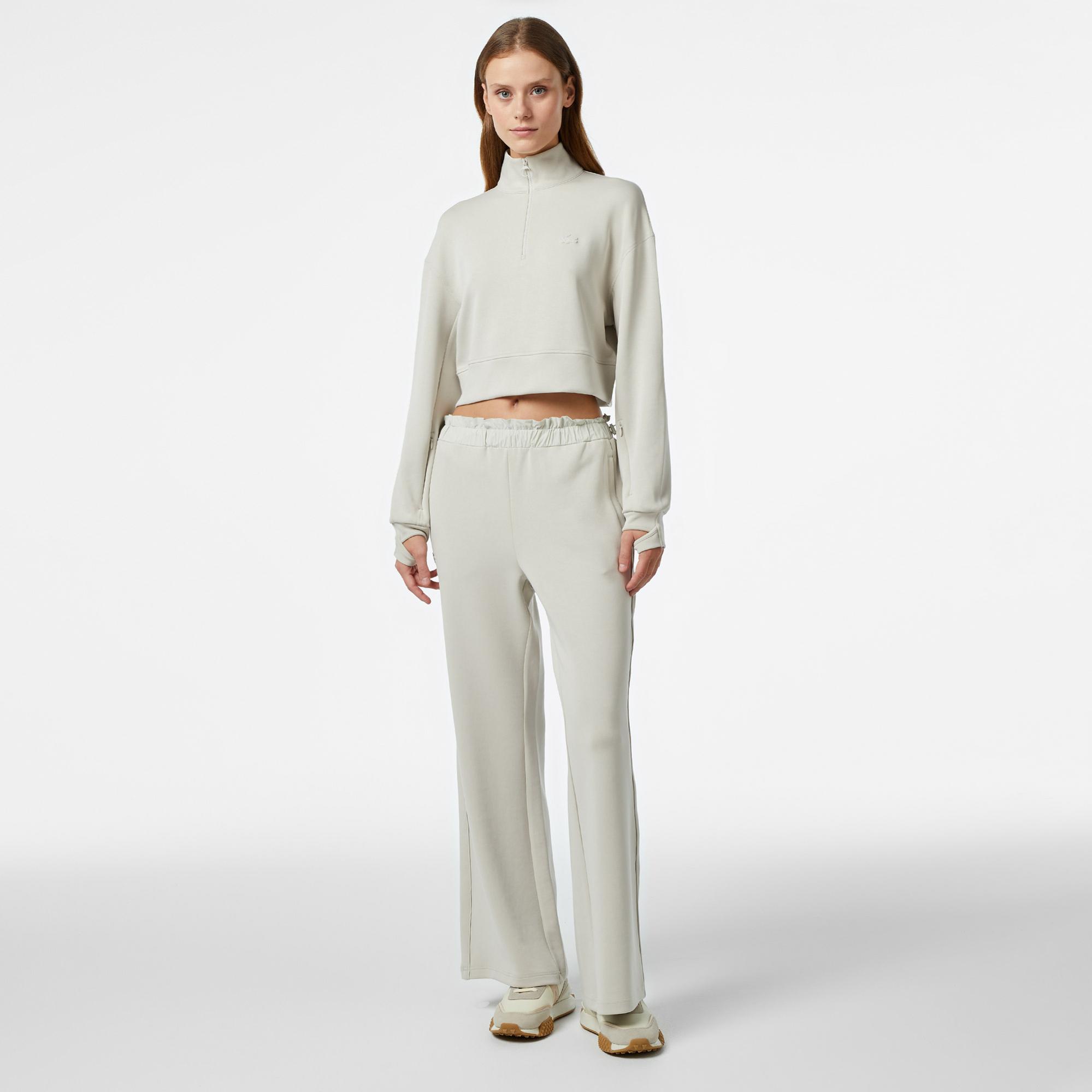 Lacoste Kadın Relaxed Fit Yarım Fermuarlı Gri Sweatshirt