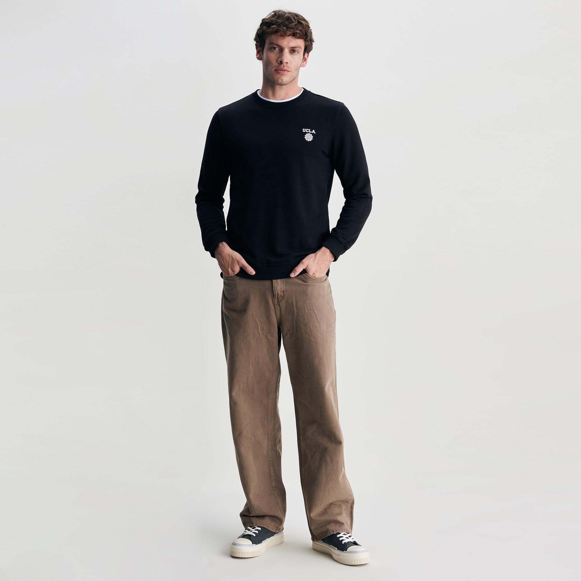 Ucla Valley Erkek Siyah Bisiklet Yaka Sweatshirt