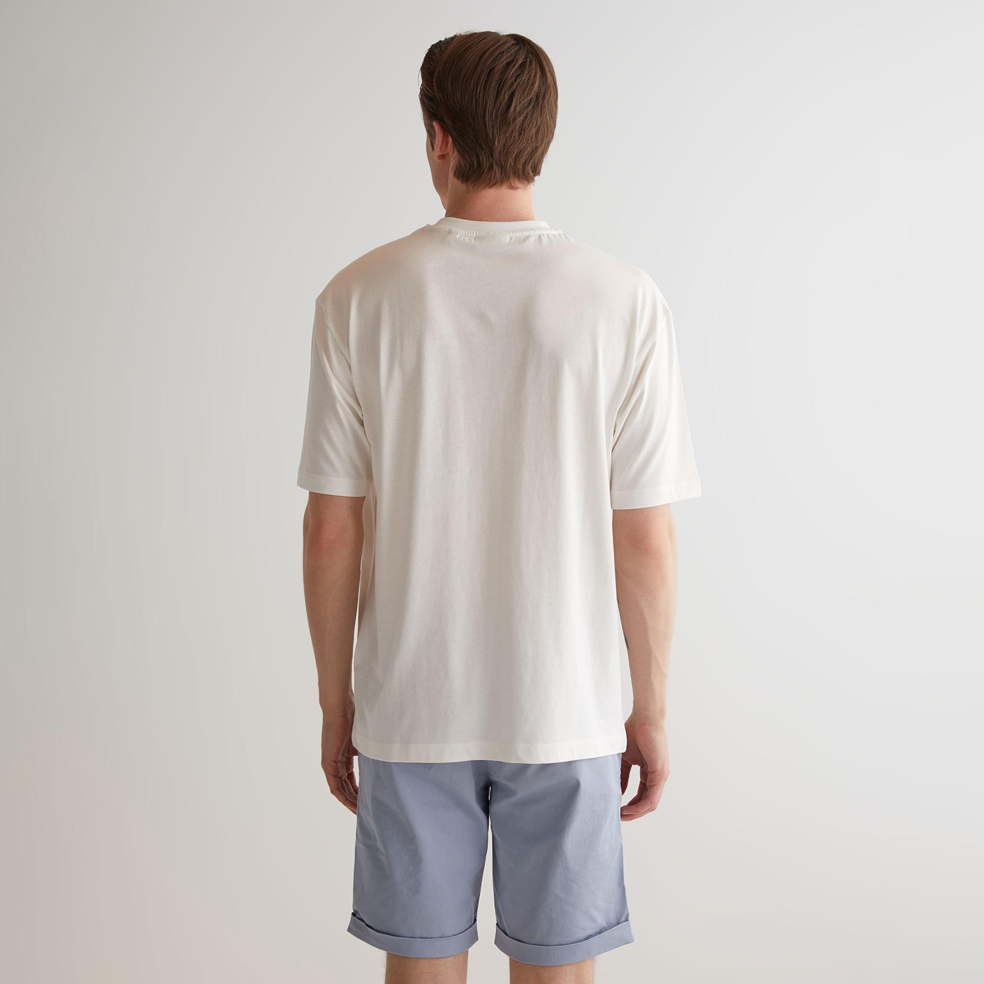 GANT Erkek Krem Oversize Fit Bisiklet Yaka Logolu T-shirt