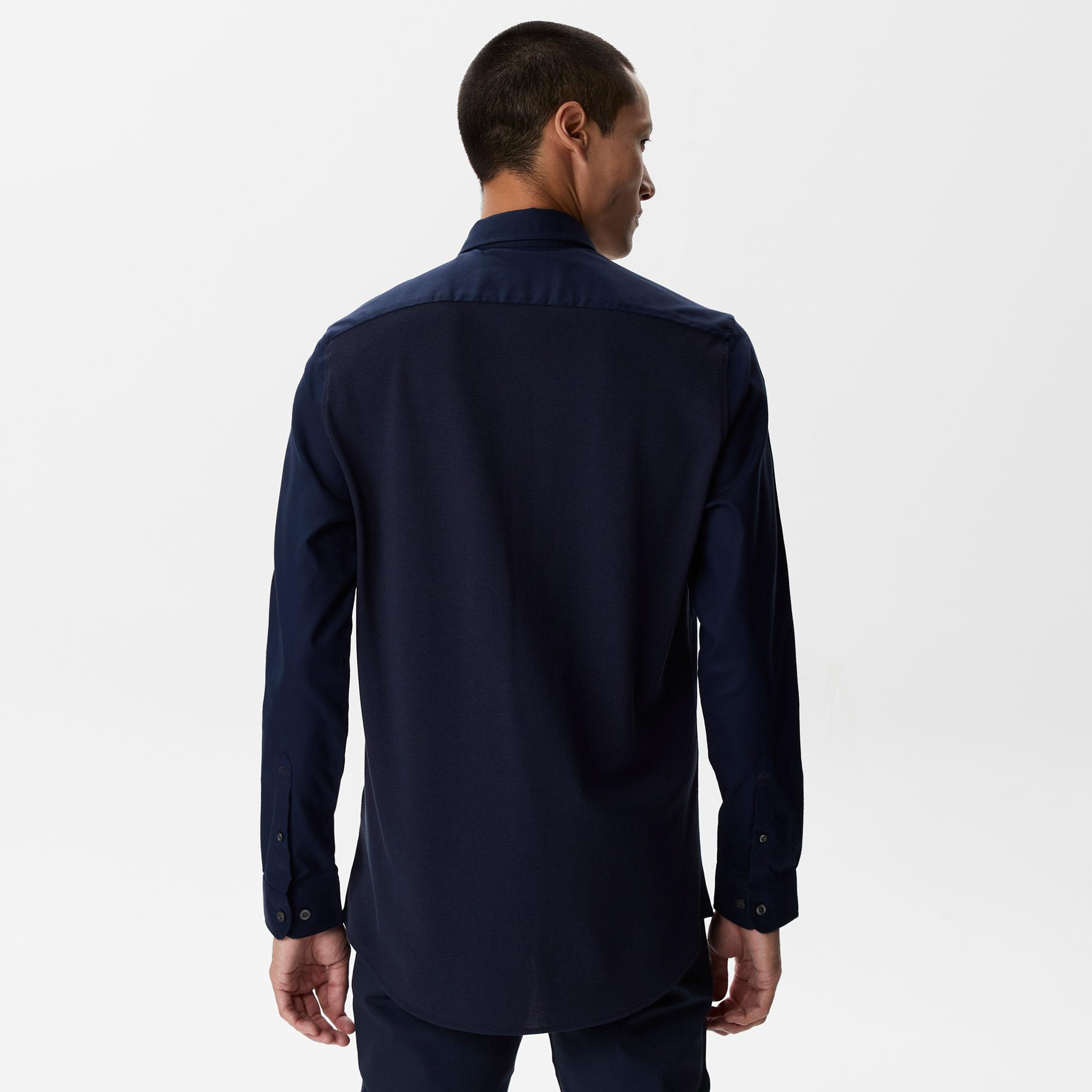 Lacoste Erkek Slim Fit Düğmeli Yaka Lacivert Gömlek