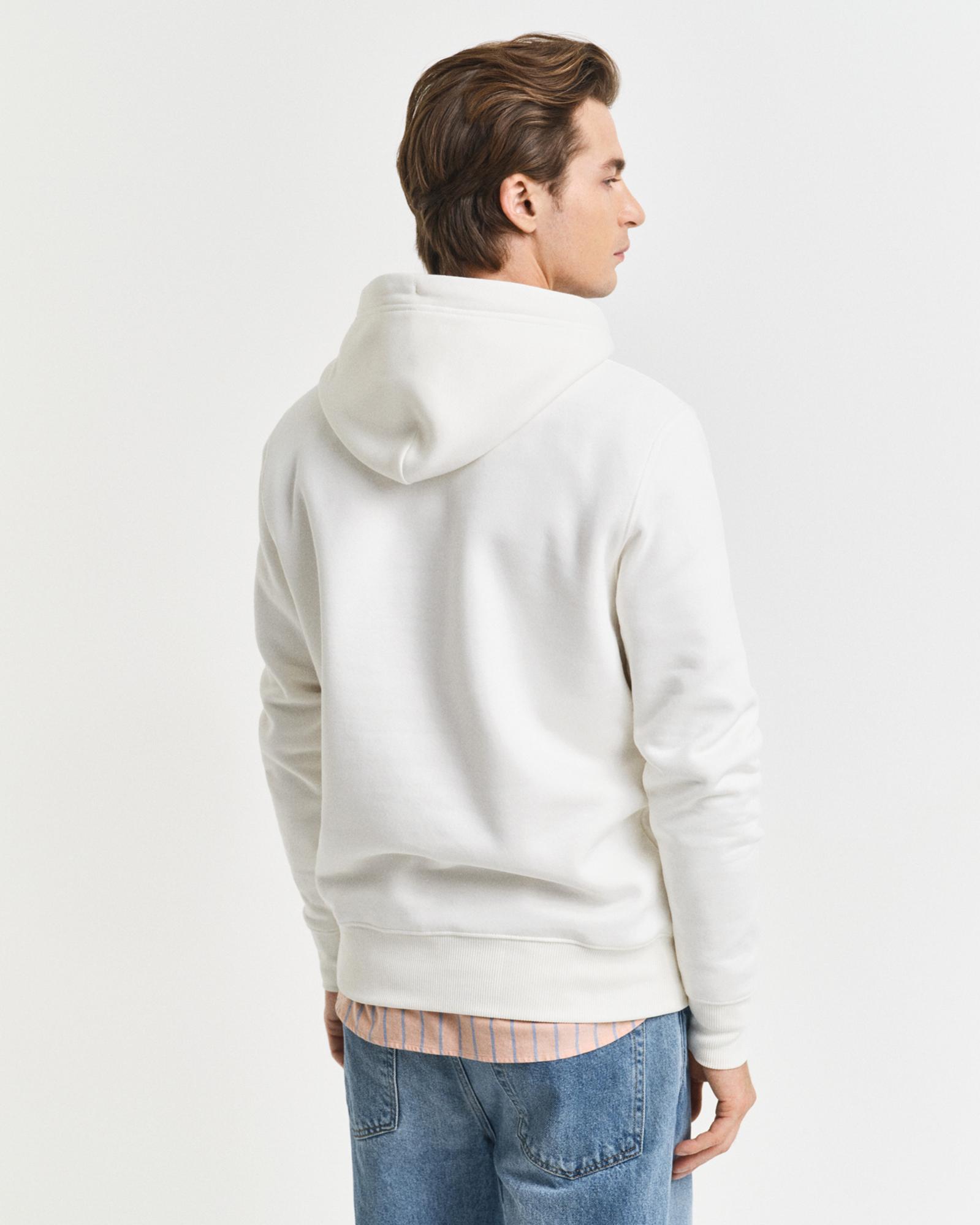 GANT Erkek Krem Regular Fit Kapüşonlu Sweatshirt
