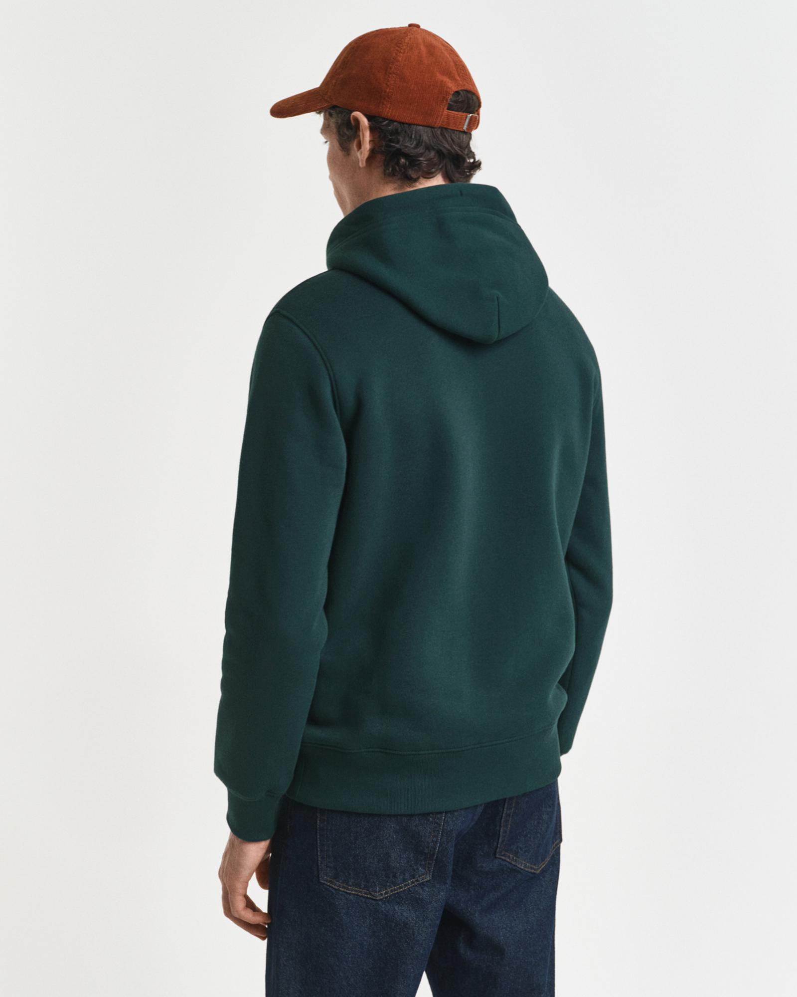GANT Erkek Yeşil Regular Fit Kapüşonlu Sweatshirt