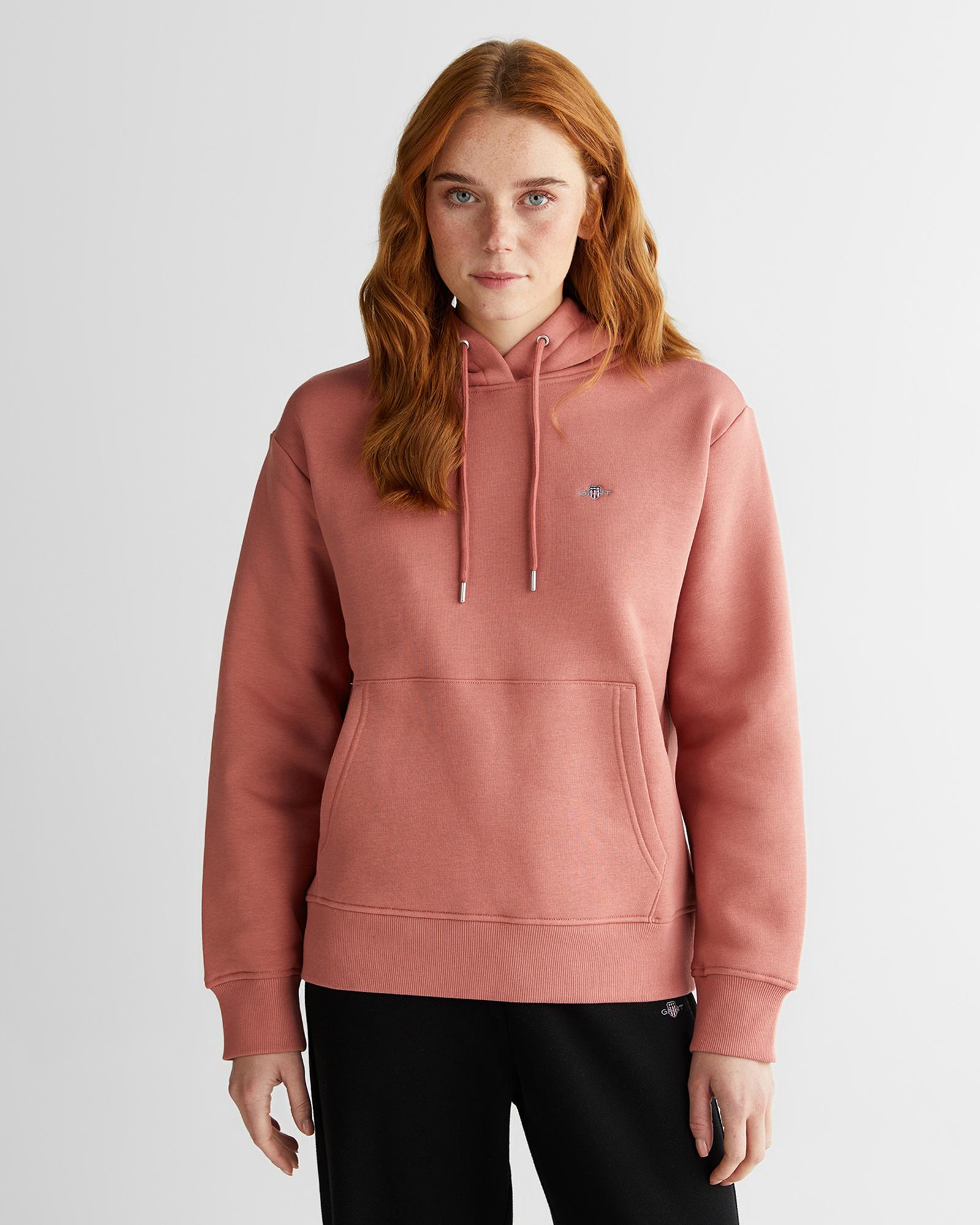 GANT Kadın Pembe Relaxed Fit Kapüşonlu Sweatshirt