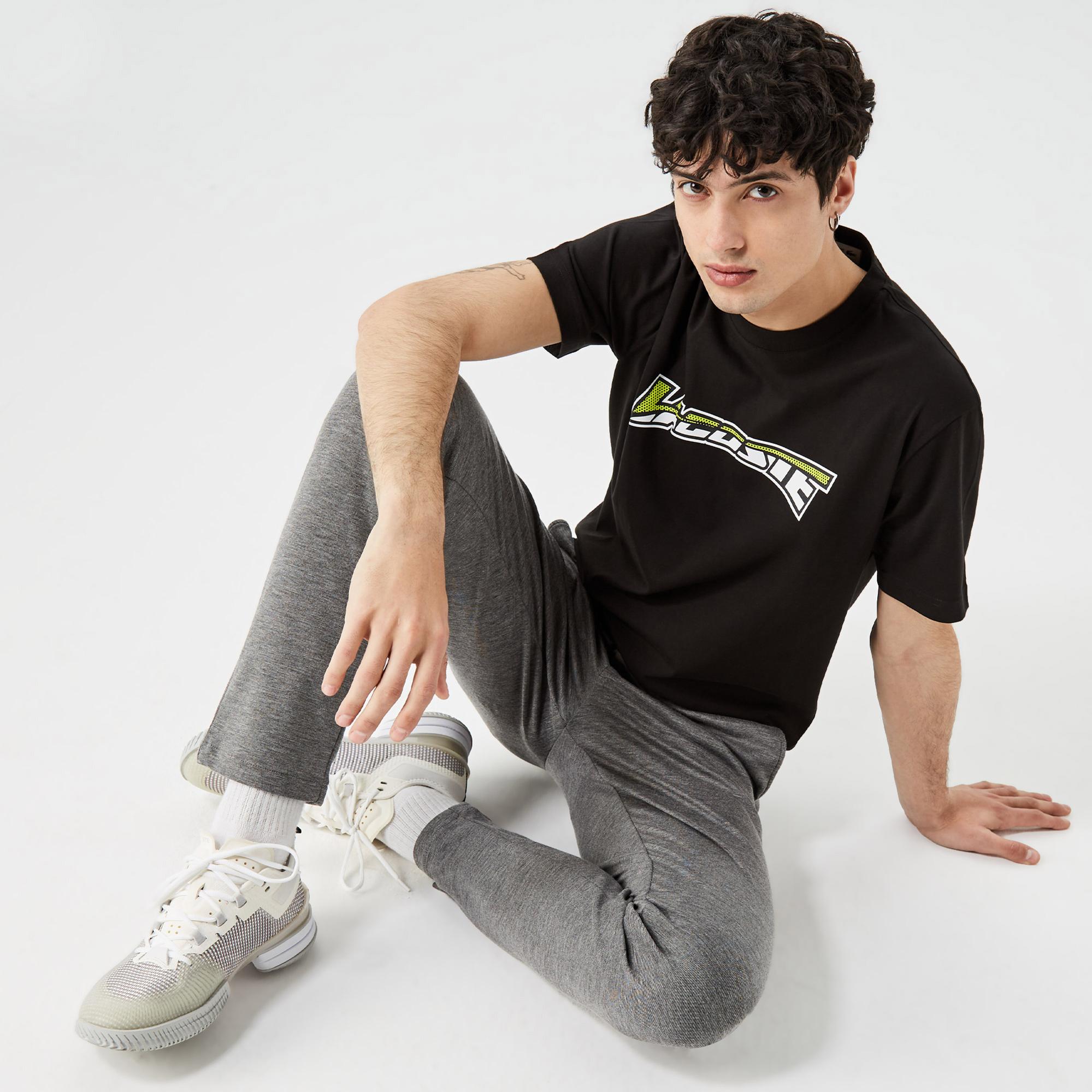 Erkek Tappered Fit Desenli Gri Pantolon