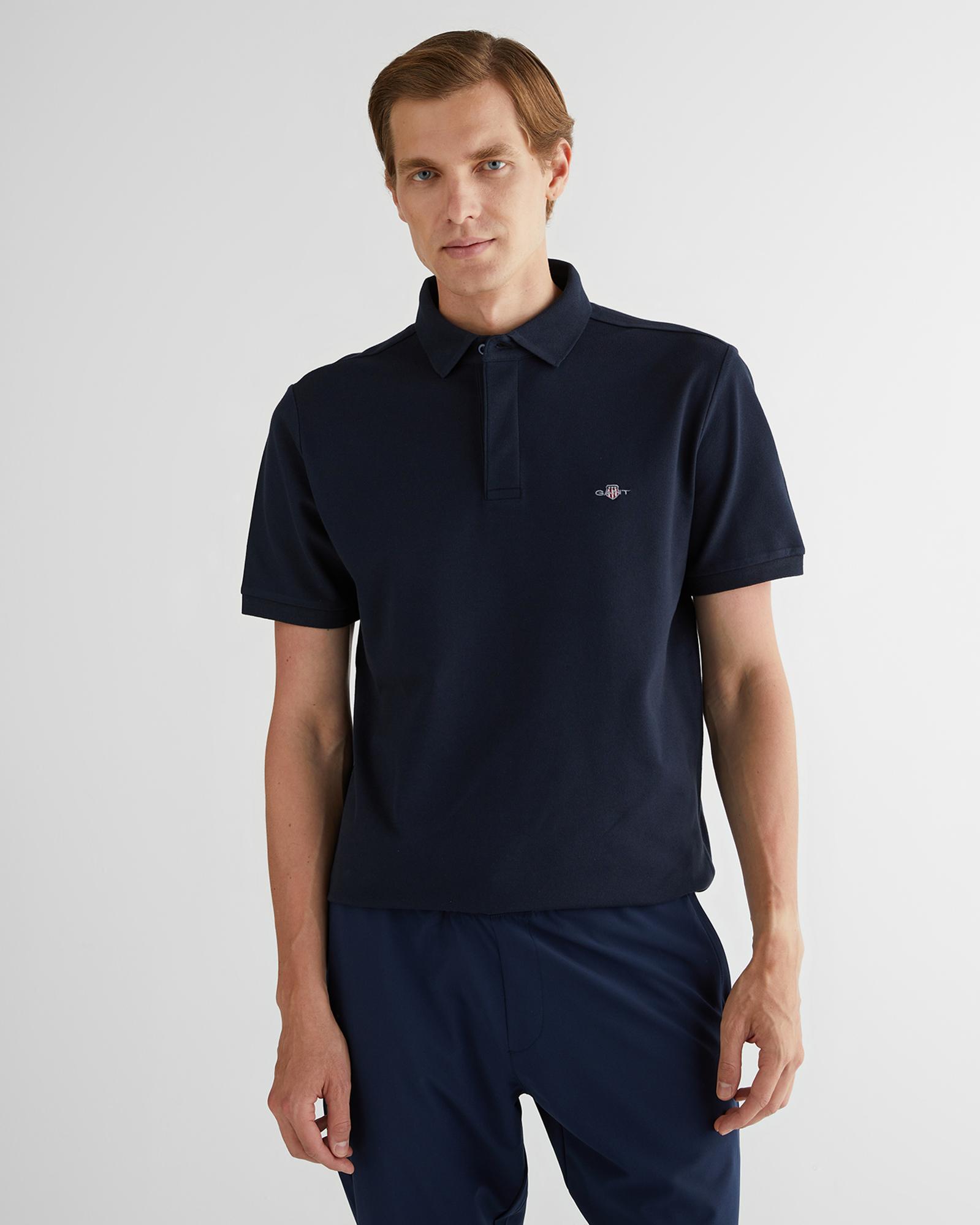 GANT Erkek Lacivert Kısa Kollu Polo