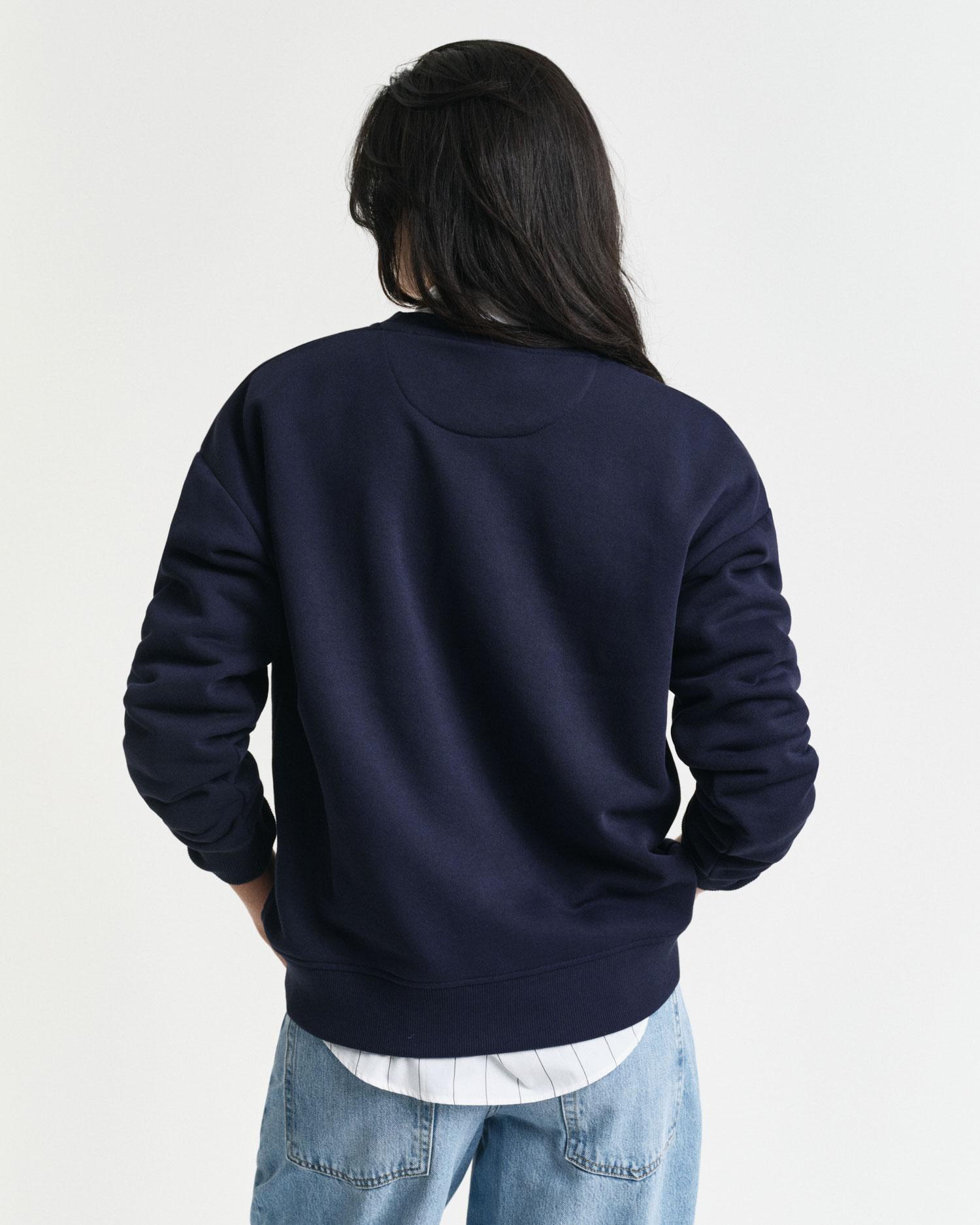 GANT Kadın Lacivert Relaxed Fit Bisiklet Yaka Sweatshirt