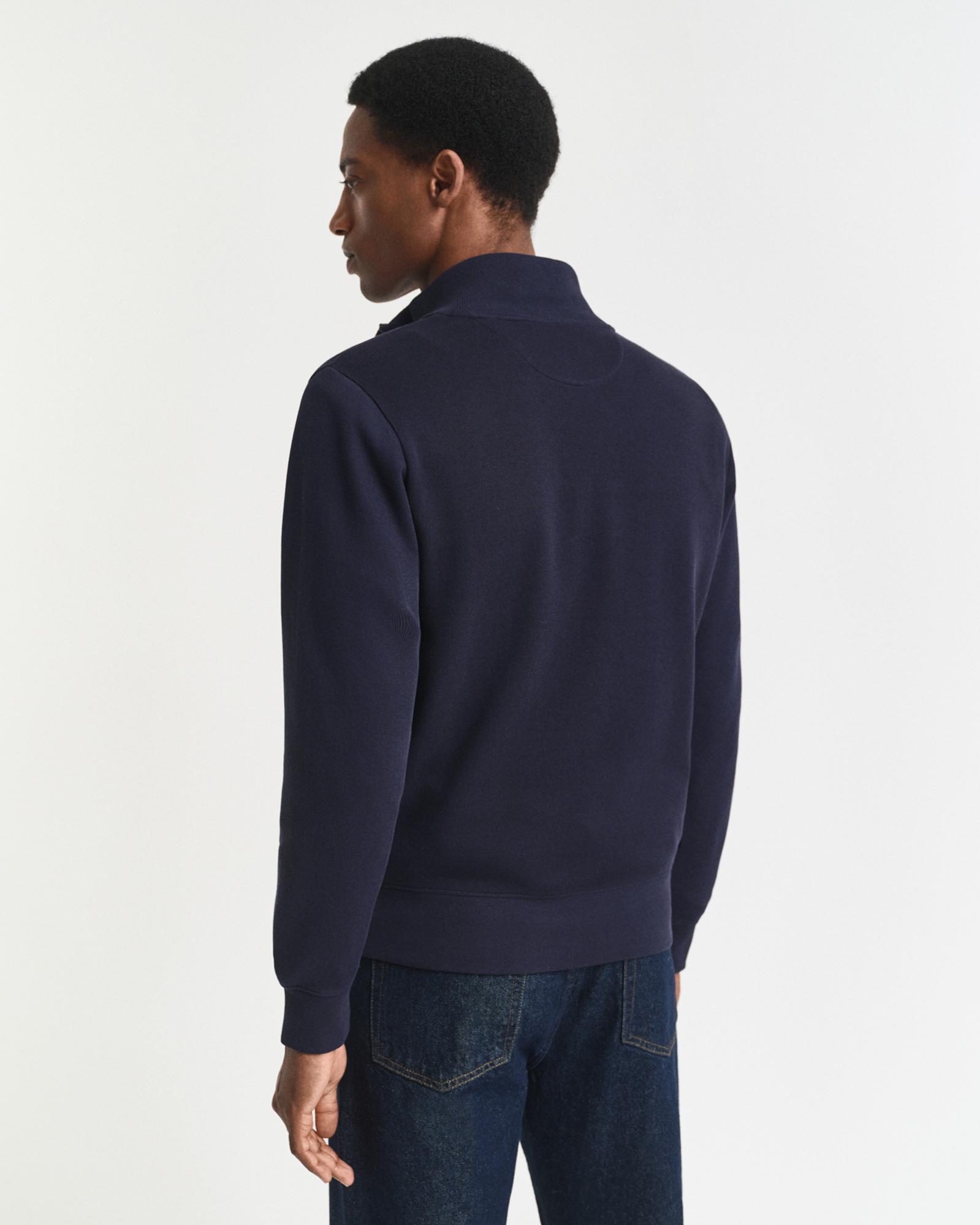 GANT Erkek Lacivert Regular Fit Yarım Fermuarlı Sweatshirt
