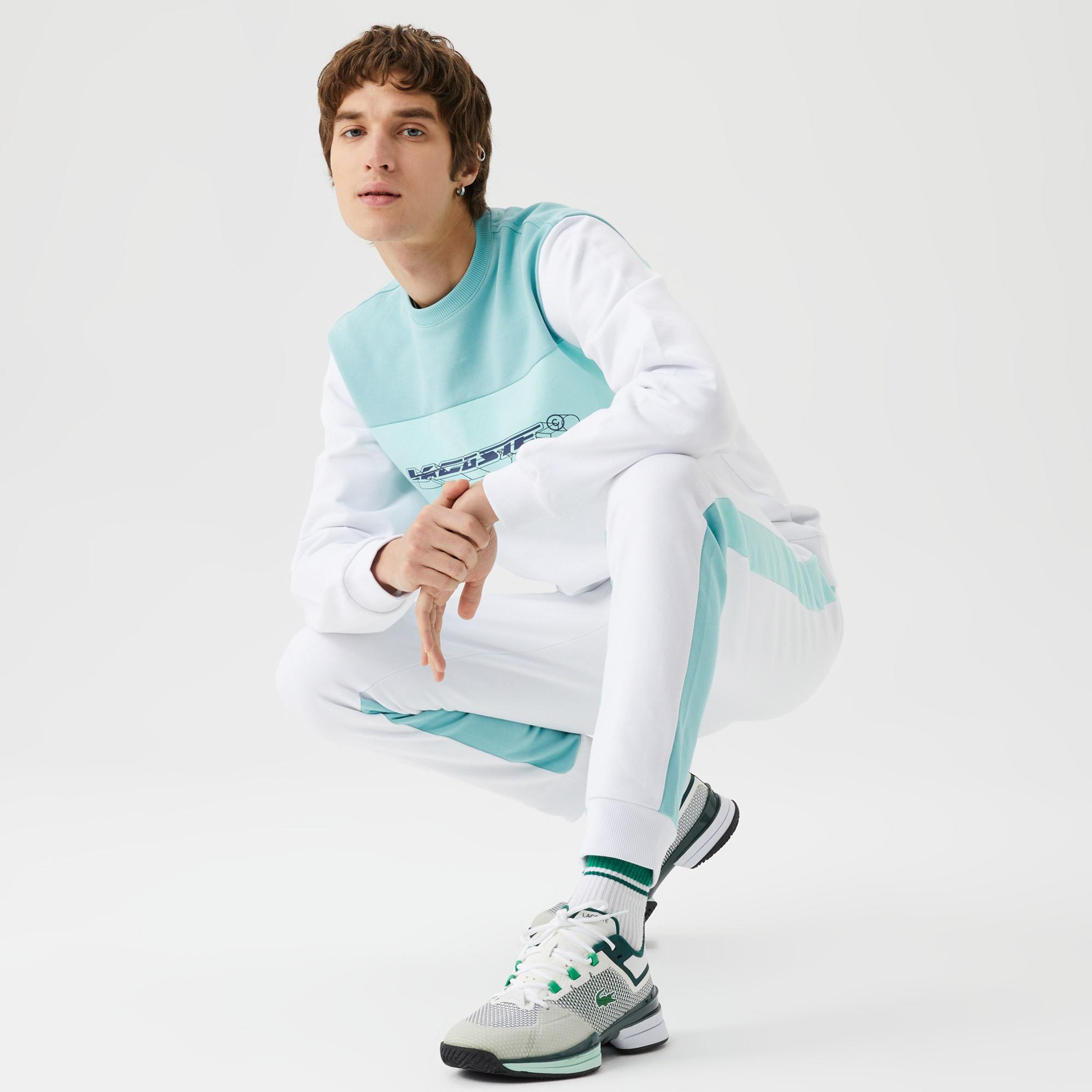 Erkek Regular Fit Renk Bloklu Beyaz Eşofman Altı