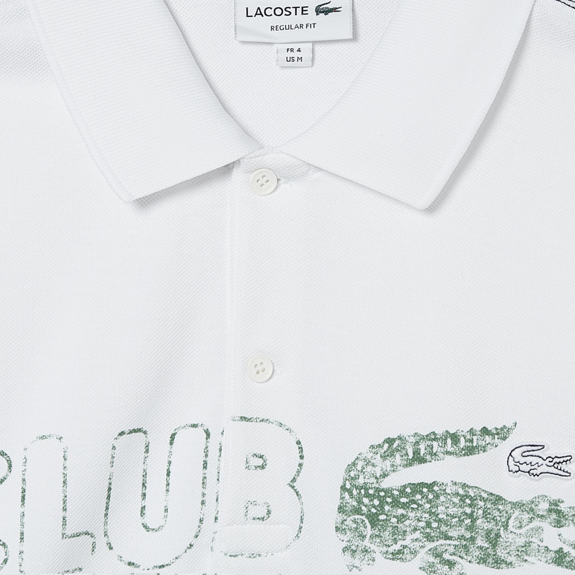 Erkek Regular Fit Baskılı Beyaz Polo