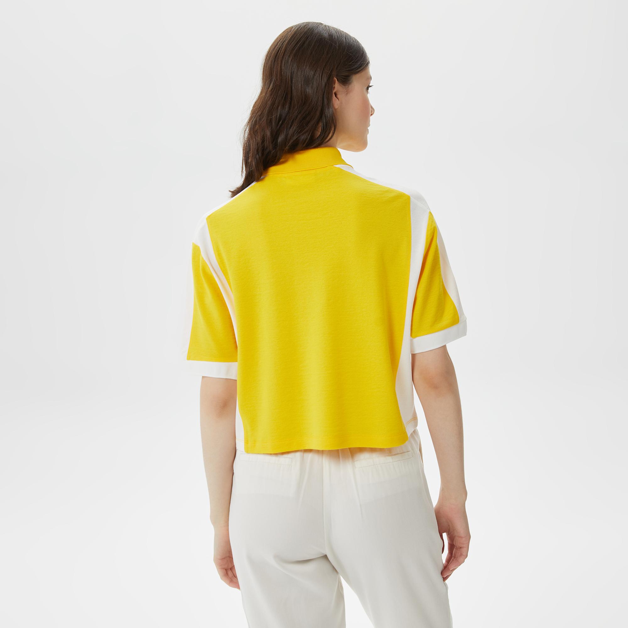 Kadın Loose Fit Renk Bloklu Sarı Polo