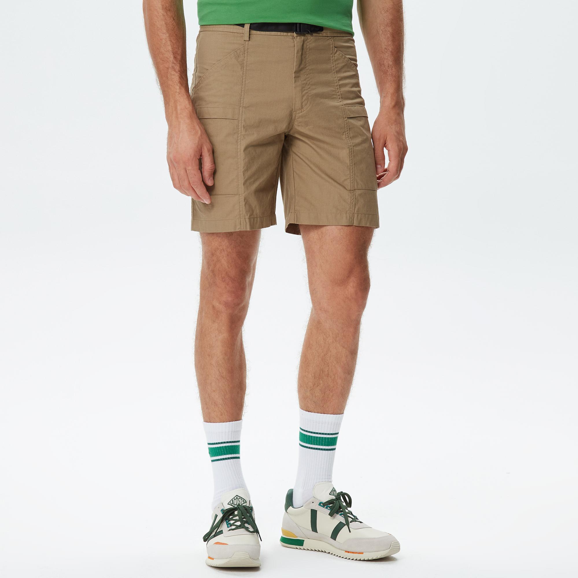 Erkek Regular Fit Bej Bermuda