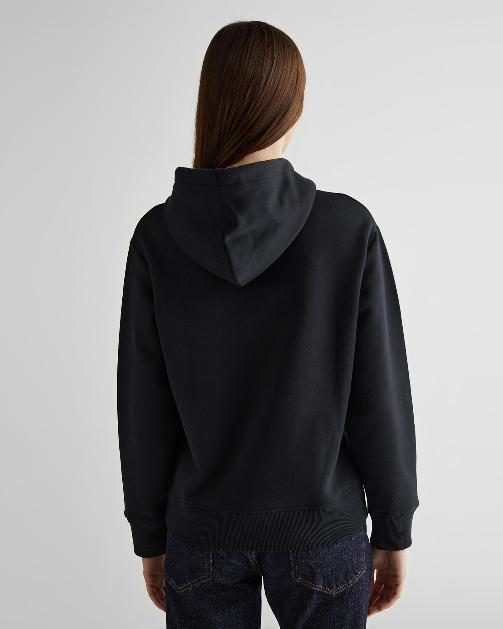 GANT Kadın Siyah Relaxed Fit Kapüşonlu Logolu Sweatshirt