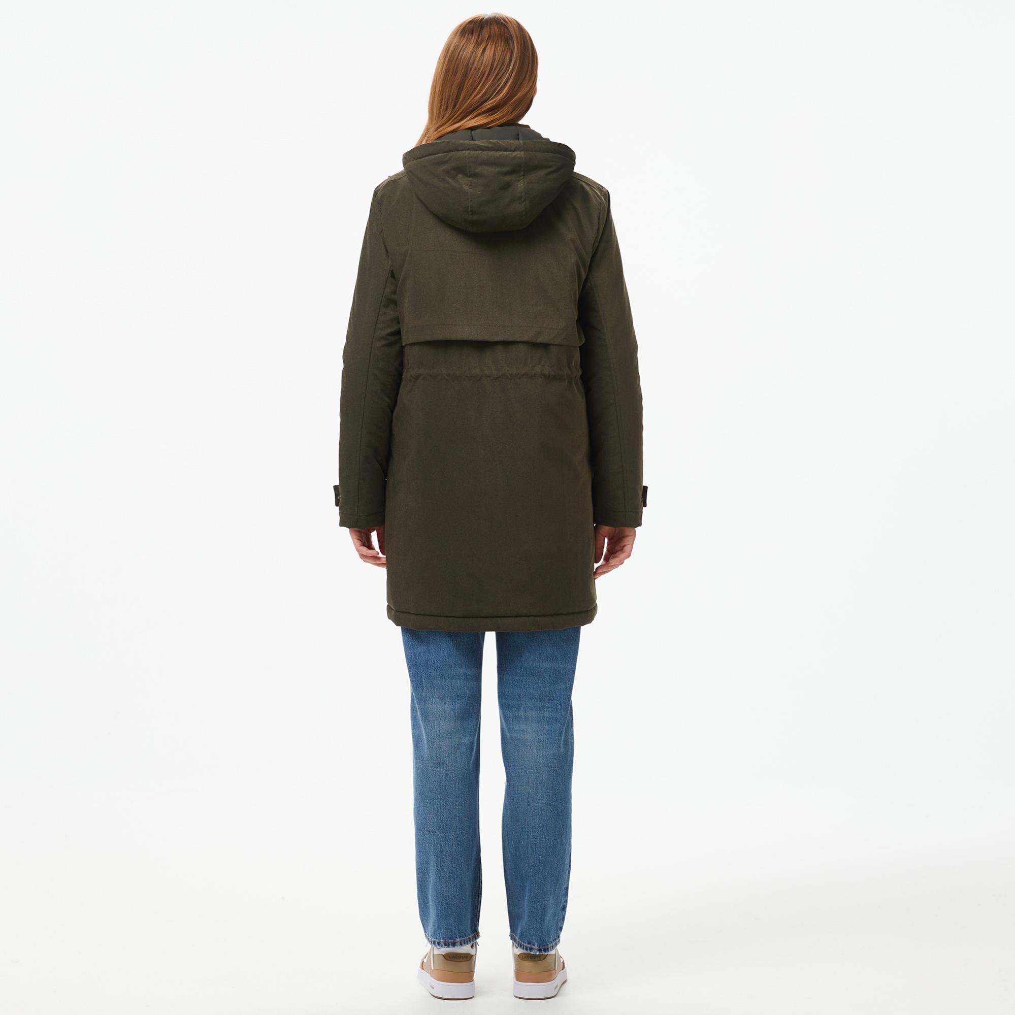 Kadın Relaxed Fit Kapüşonlu Haki Mont