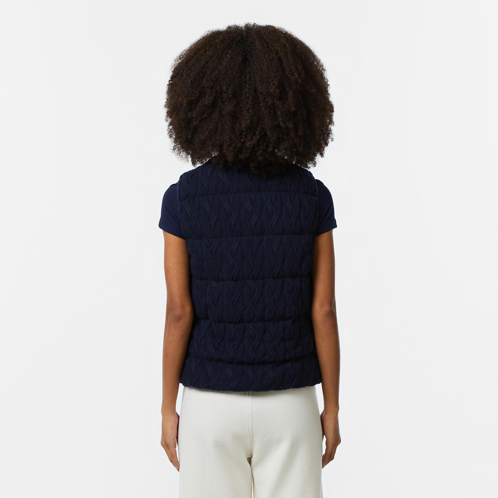 Kadın Kapitone Regular Fit Dik Yaka Çift Taraflı Lacivert Yelek