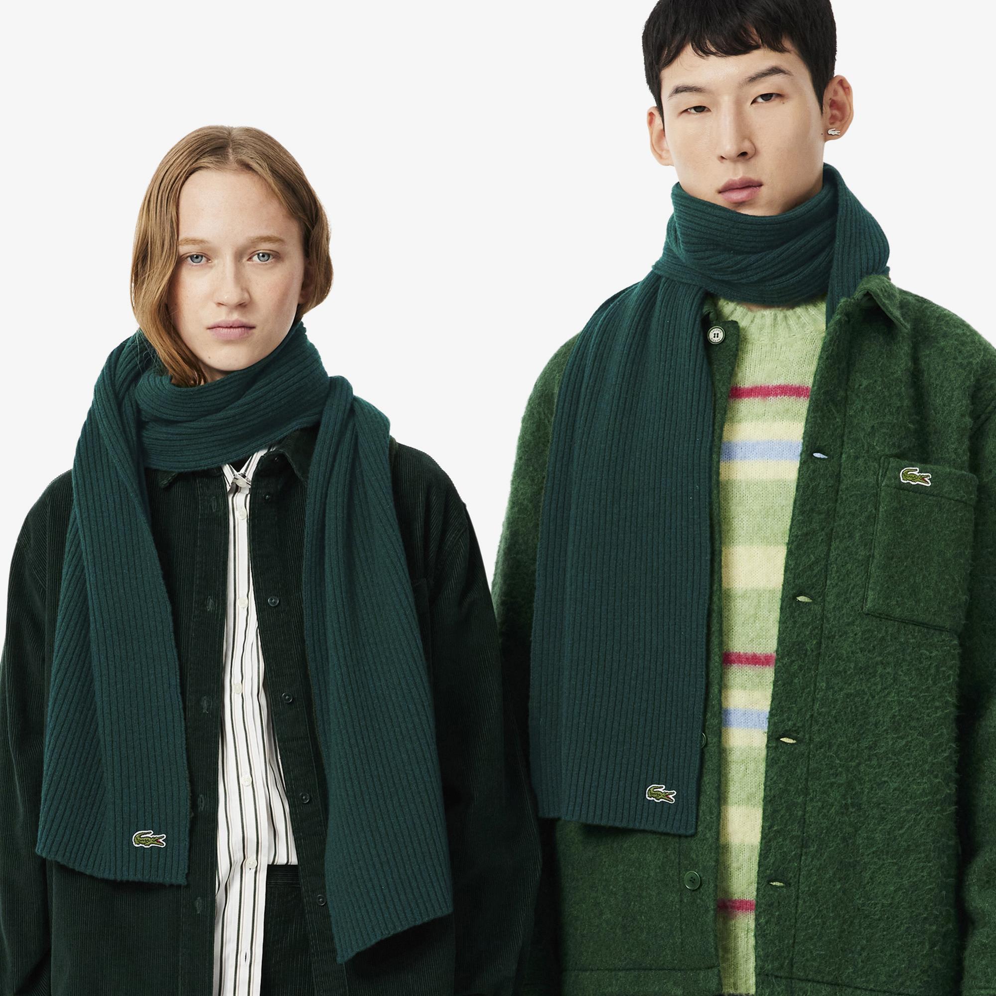 Lacoste Unisex Yün Koyu Yeşil Atkı