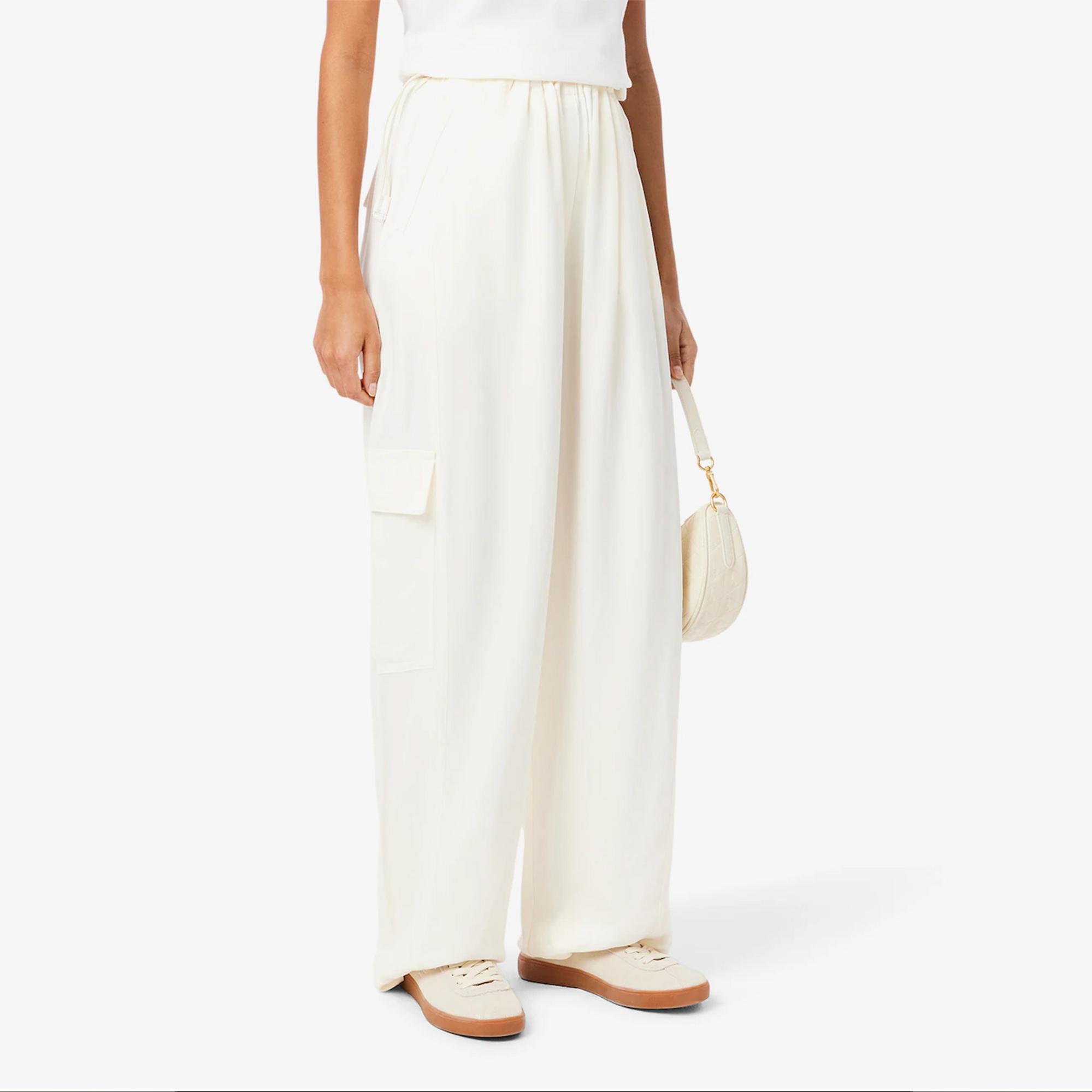 Kadın Oversize Fit Krem Kargo Pantolon